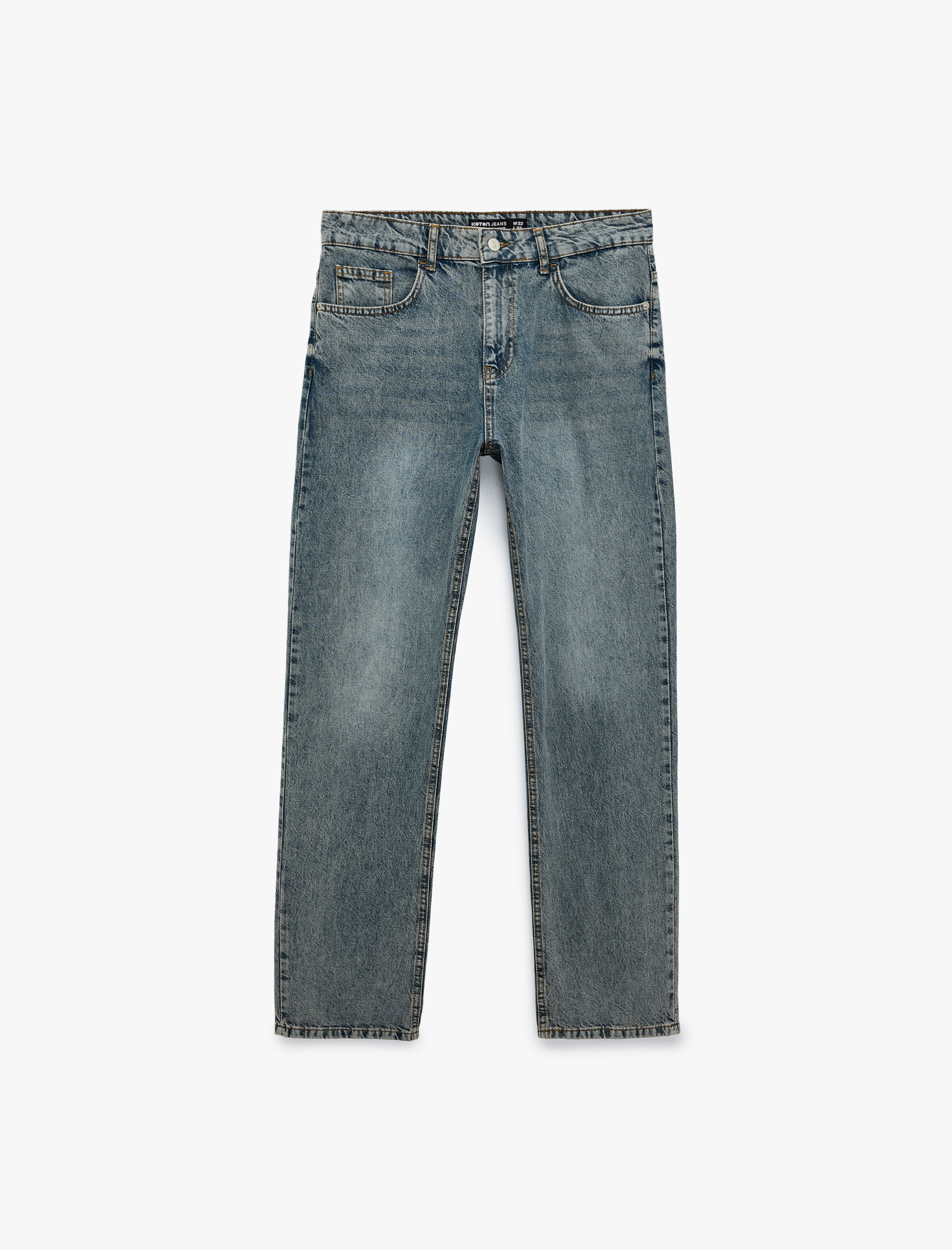   Pamuklu Vintage Straight Fit Jean Pantolon