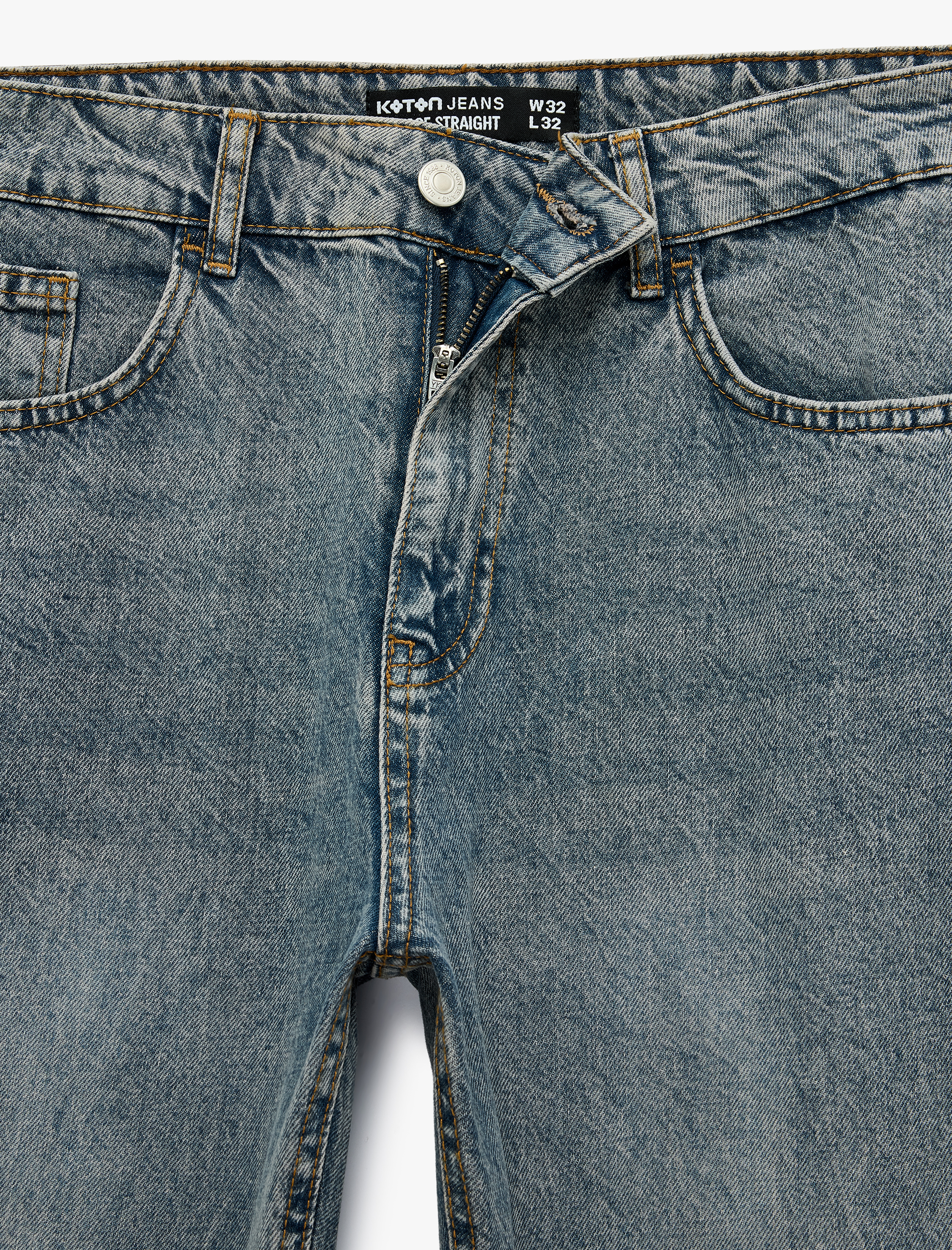   Pamuklu Vintage Straight Fit Jean Pantolon