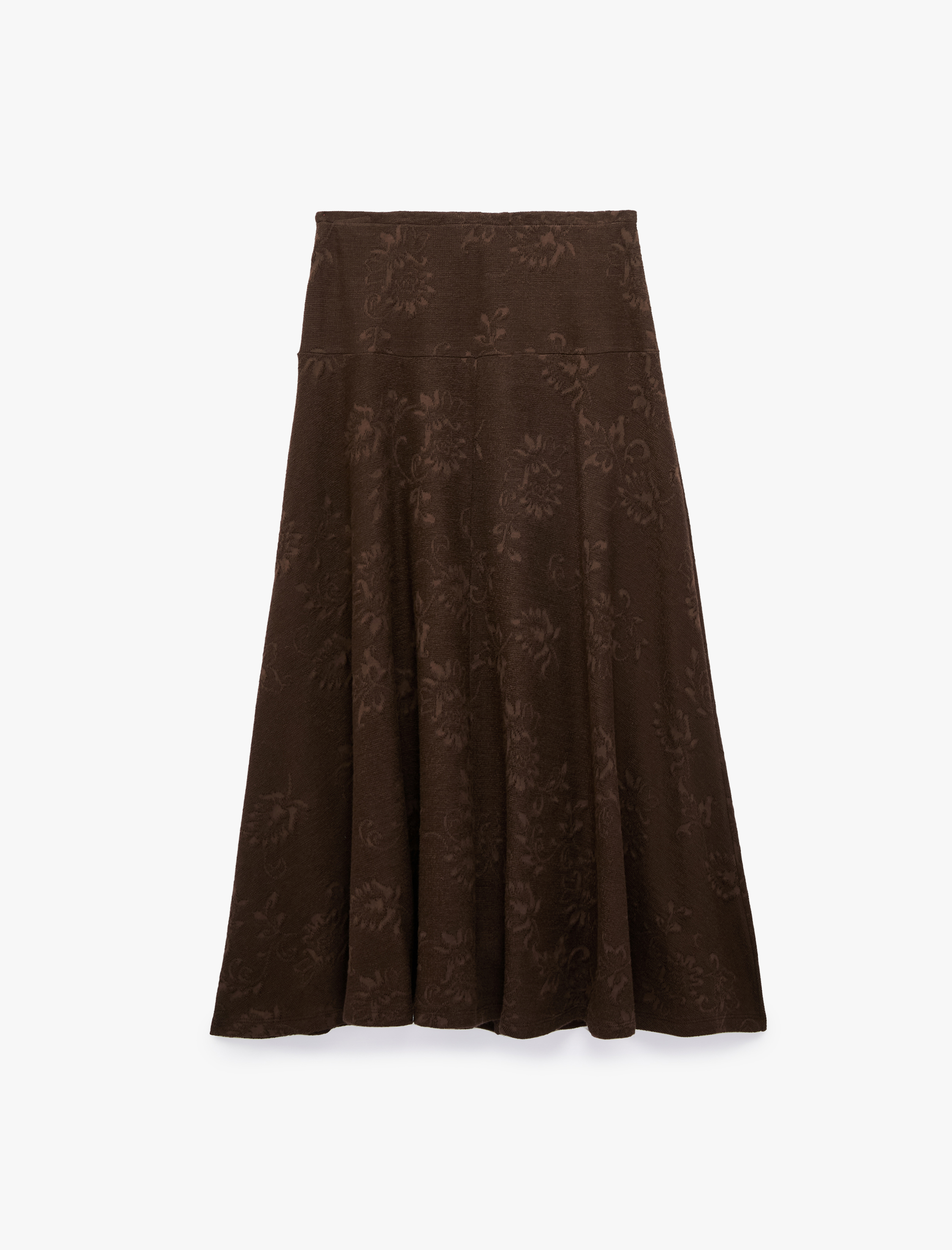   Pileli Floral Dokulu Midi Kloş Midi Etek