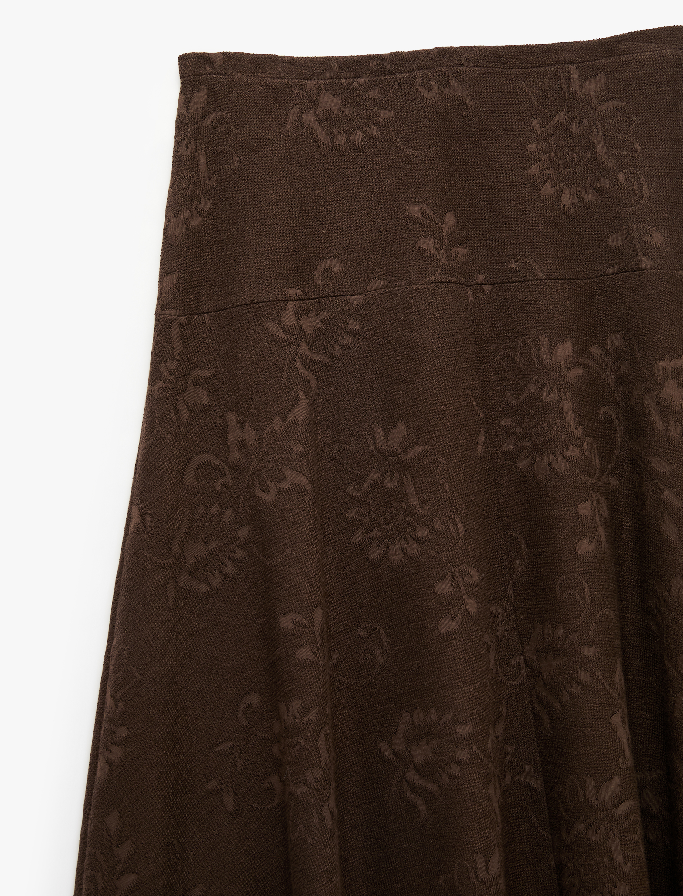   Pileli Floral Dokulu Midi Kloş Midi Etek