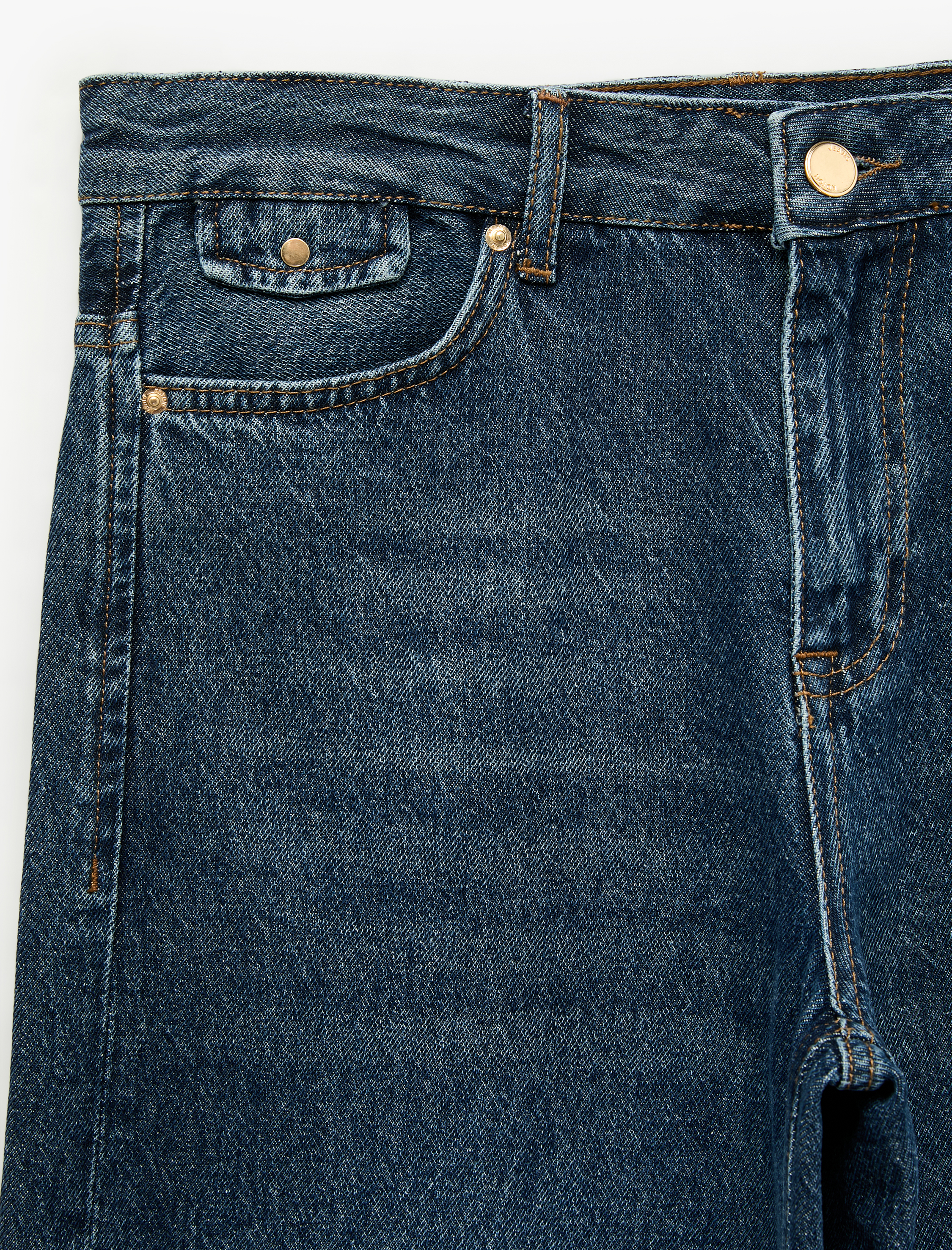   Pamuklu Cepli Geniş Paça Denim Pantolon - Wide Leg Jeans