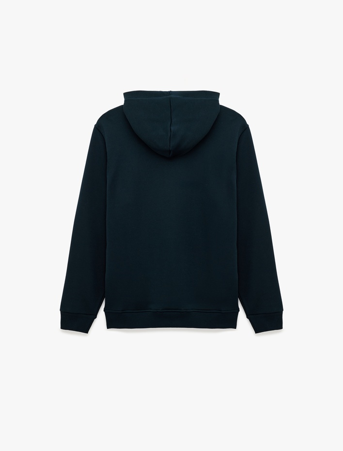 Üç İplik Uzun Kollu Baskılı Kapşonlu Sweatshirt
