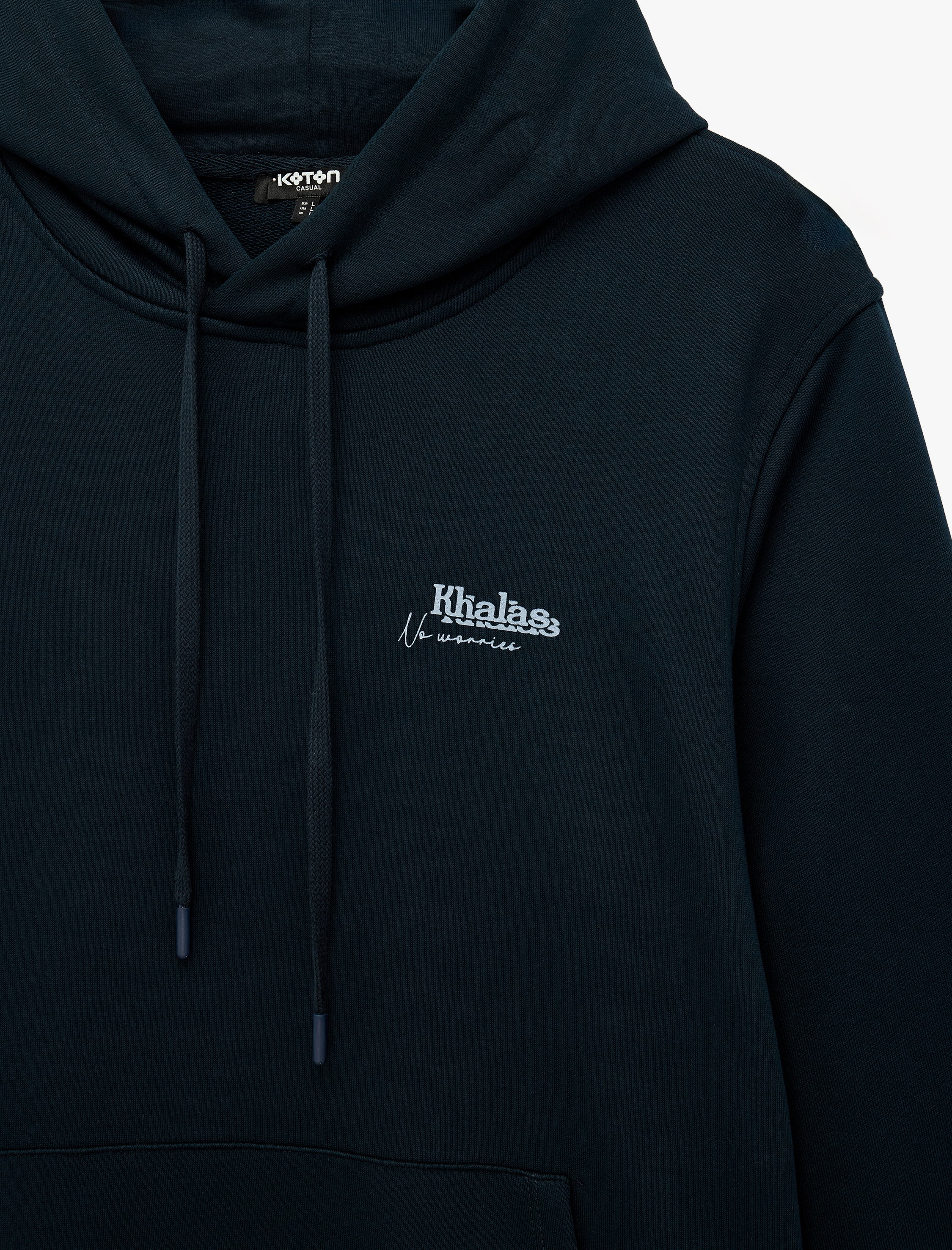   Üç İplik Uzun Kollu Baskılı Kapşonlu Sweatshirt