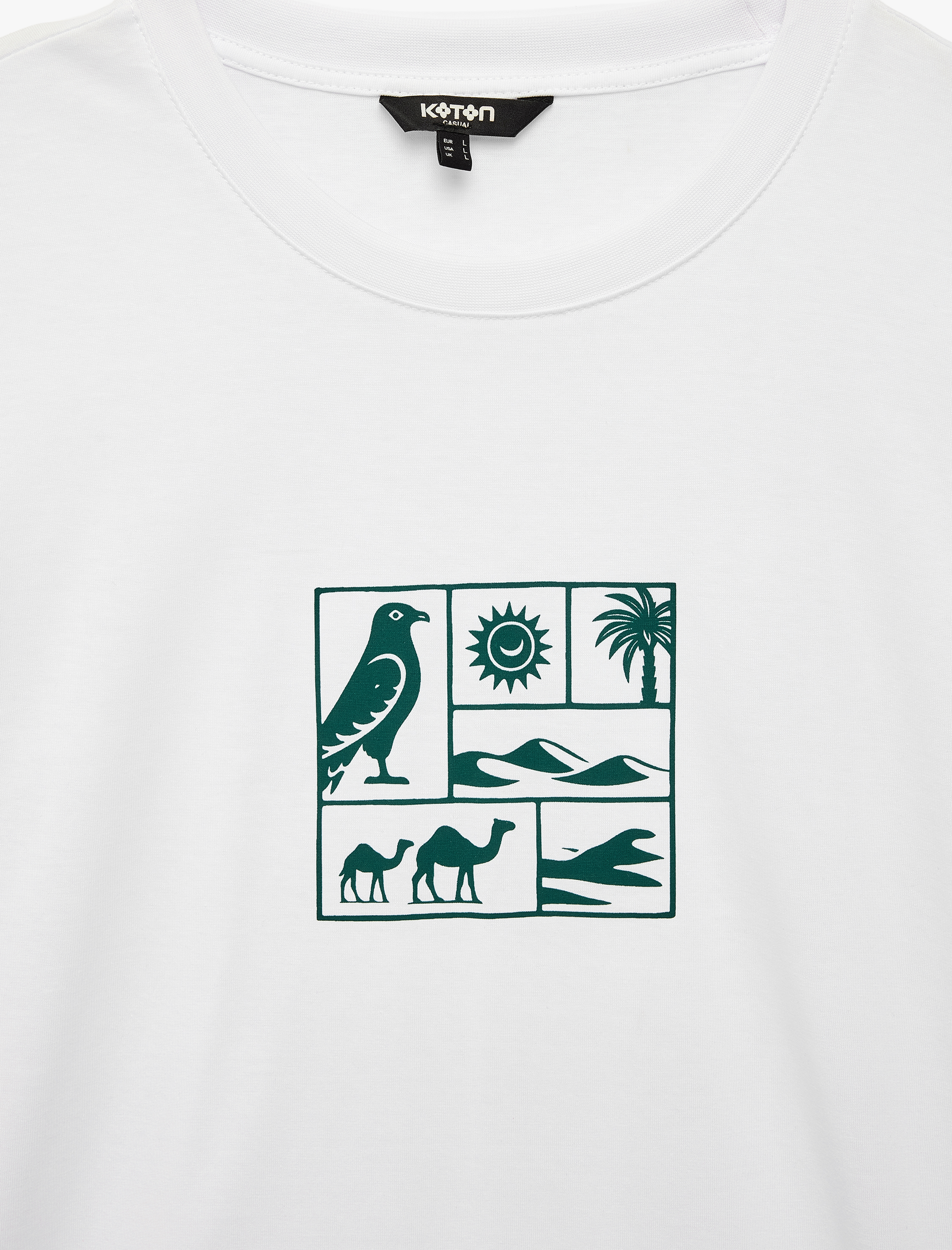   Regular Fit Bisiklet Yaka Kısa Kollu Pamuklu Baskılı Tişört
