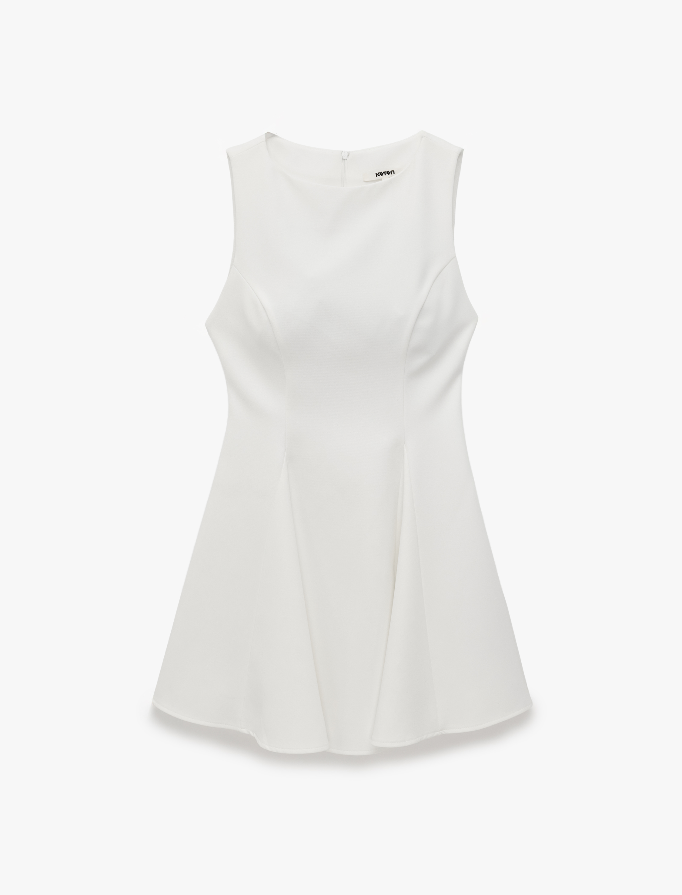   Slim Fit Bisiklet Yaka Kolsuz Mini Kloş Elbise