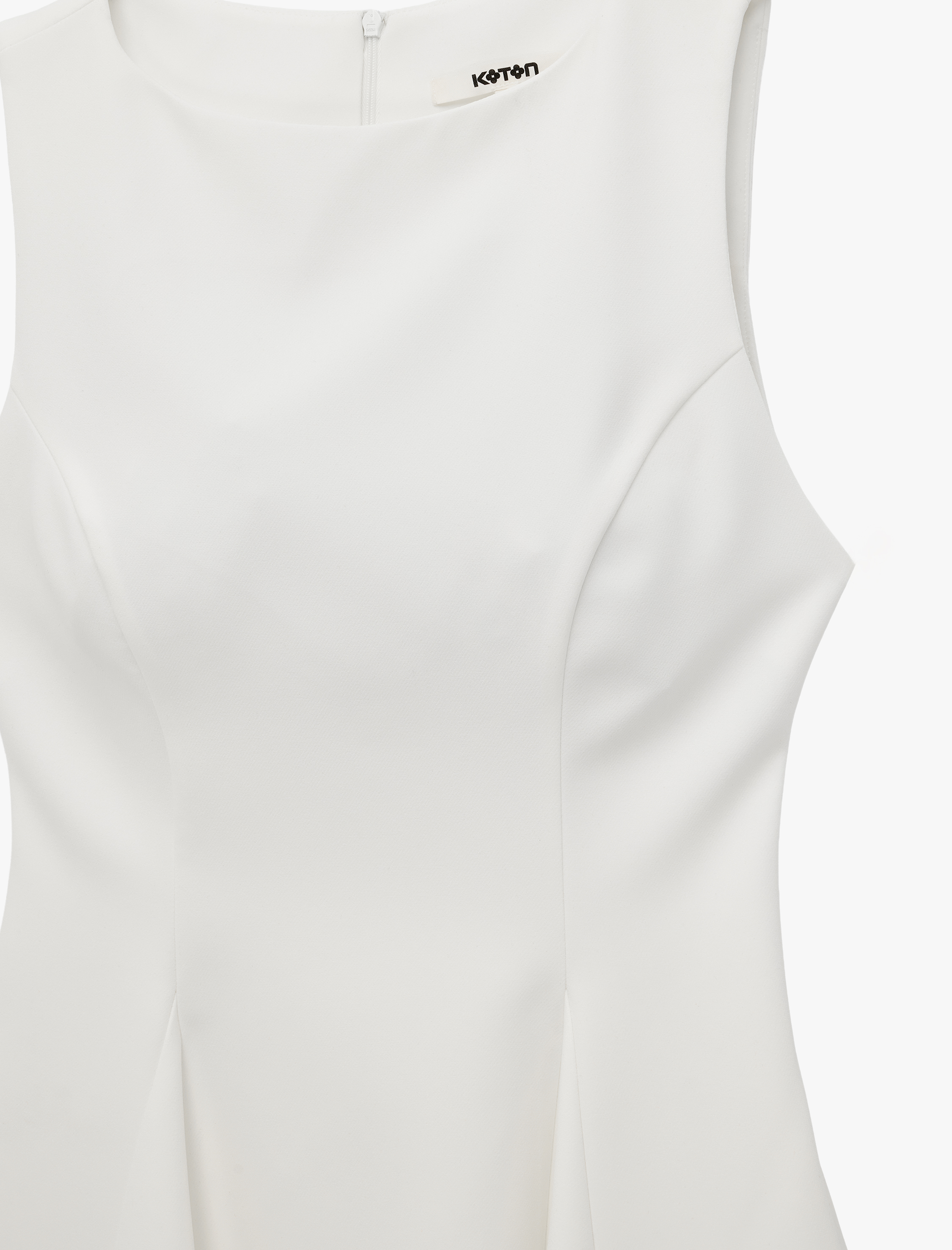  Slim Fit Bisiklet Yaka Kolsuz Mini Kloş Elbise