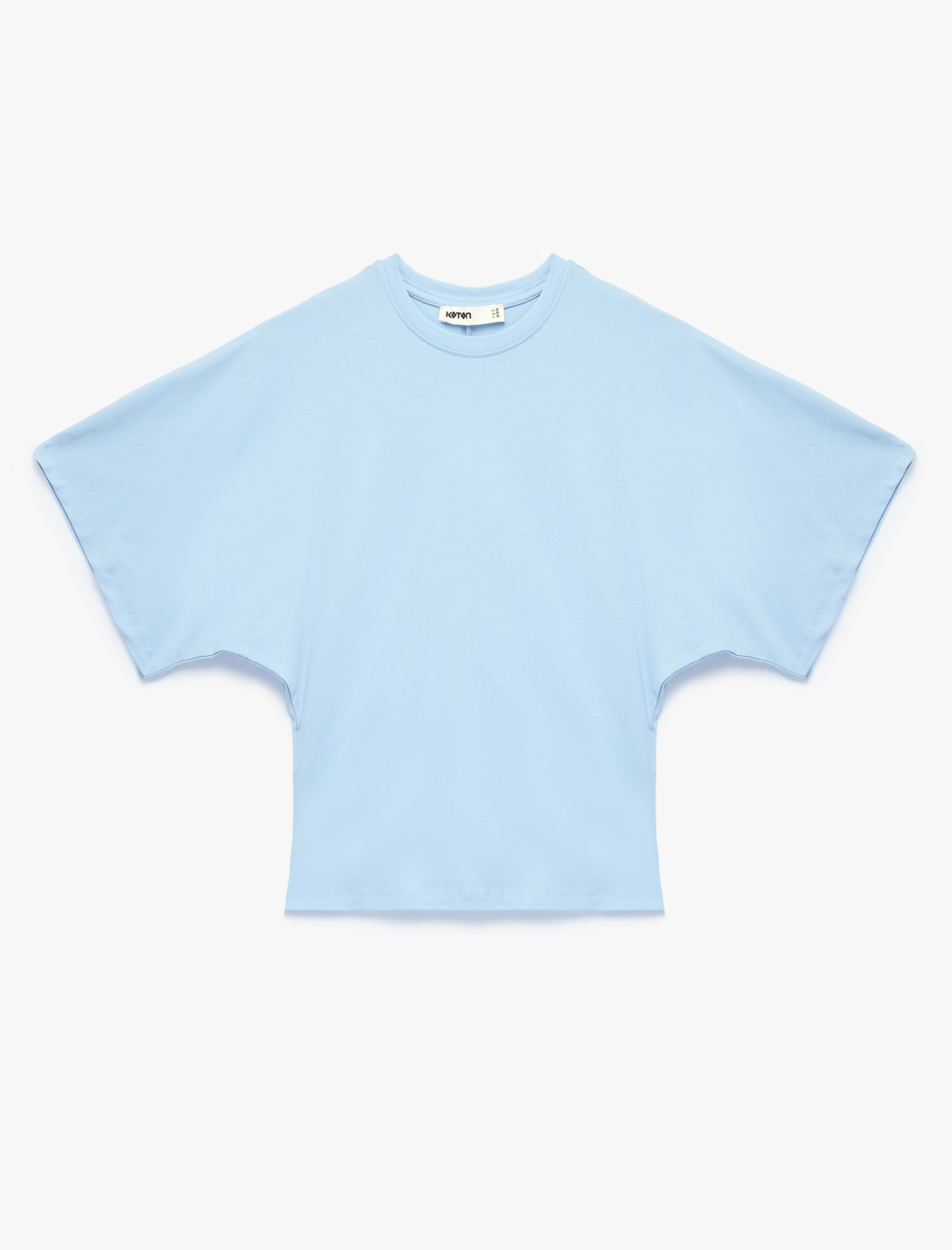   Pamuklu Slim Fit Yarasa Kol Bisiklet Yaka Tişört