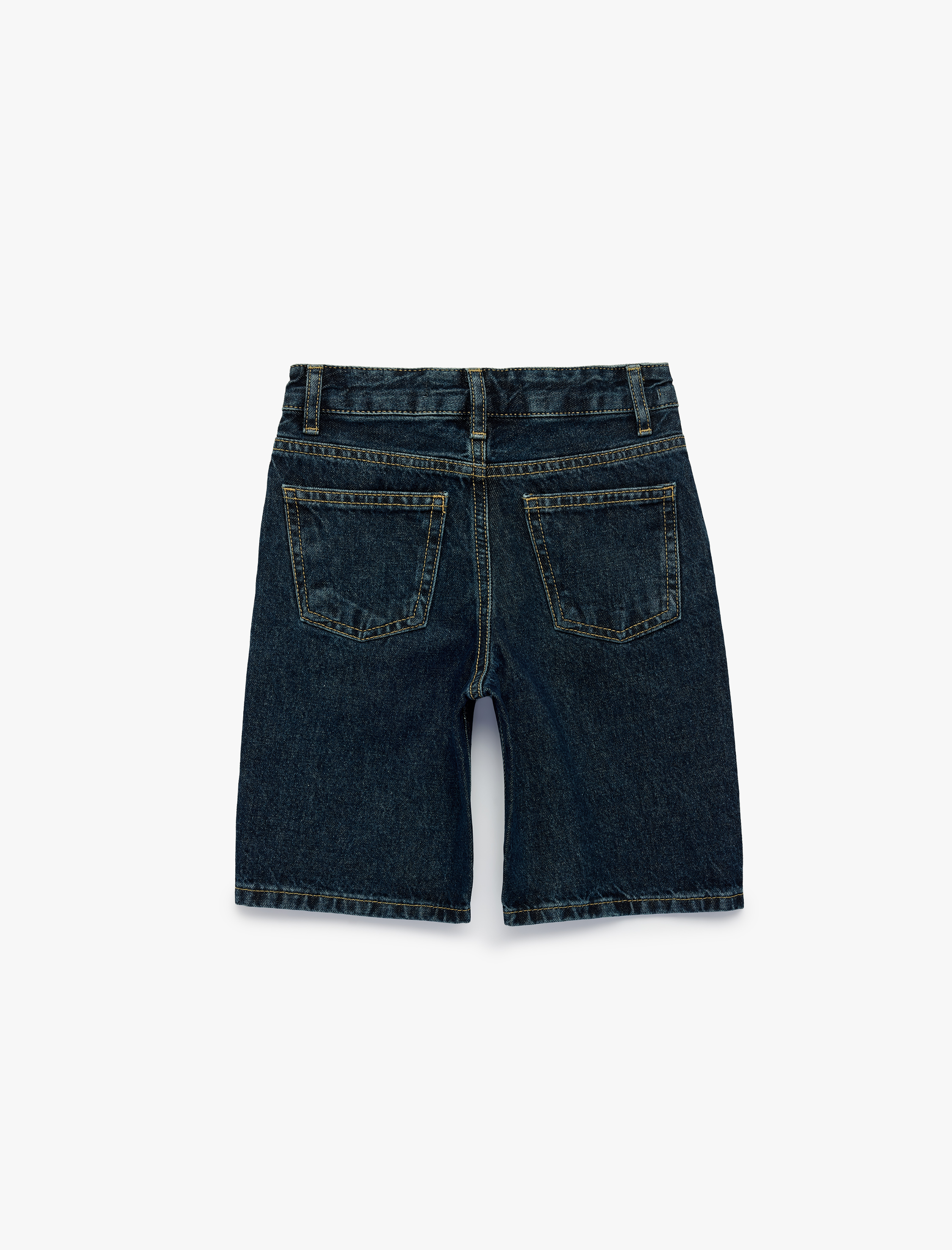  Erkek Çocuk Pile Detaylı Loose Fit Pamuklu Denim Şort