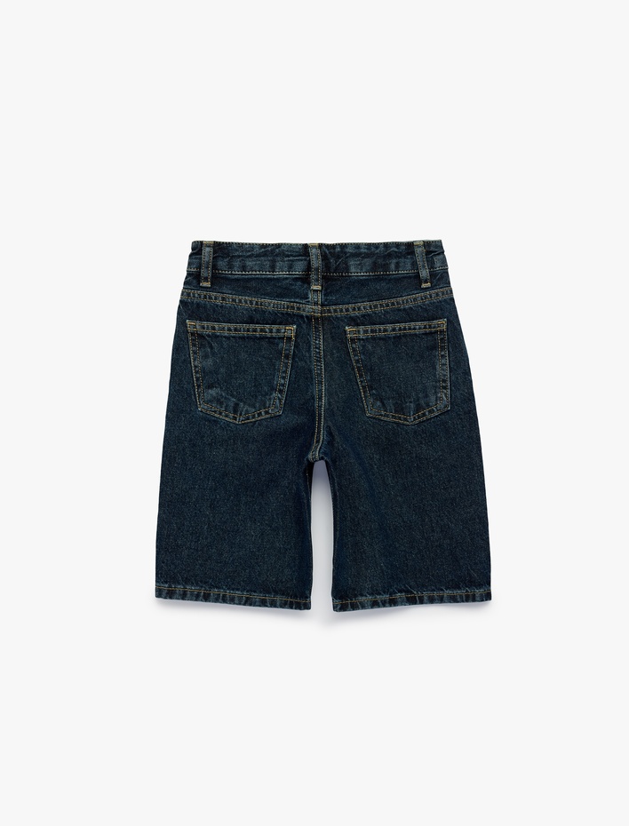 Erkek Çocuk Pile Detaylı Loose Fit Pamuklu Denim Şort