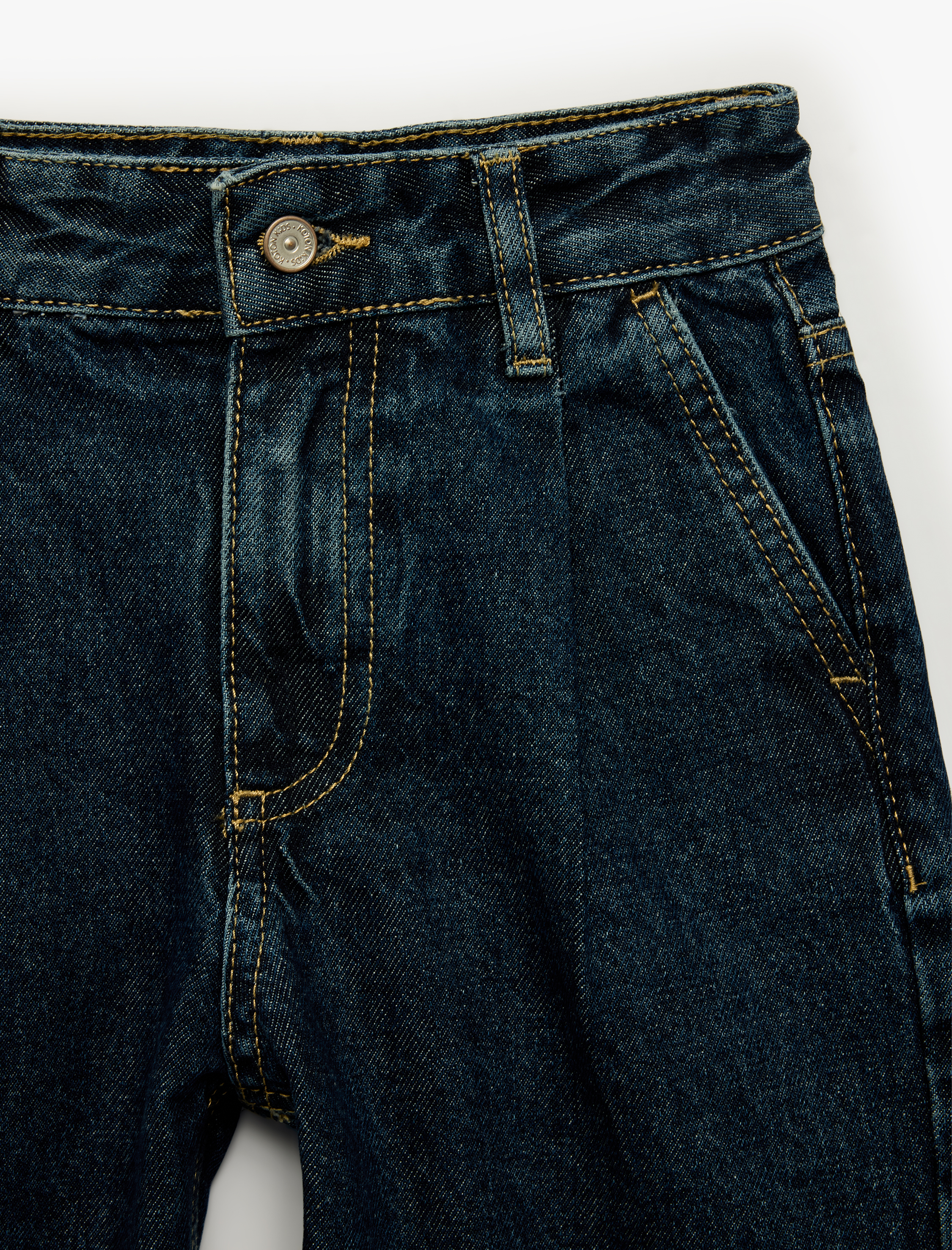  Erkek Çocuk Pile Detaylı Loose Fit Pamuklu Denim Şort