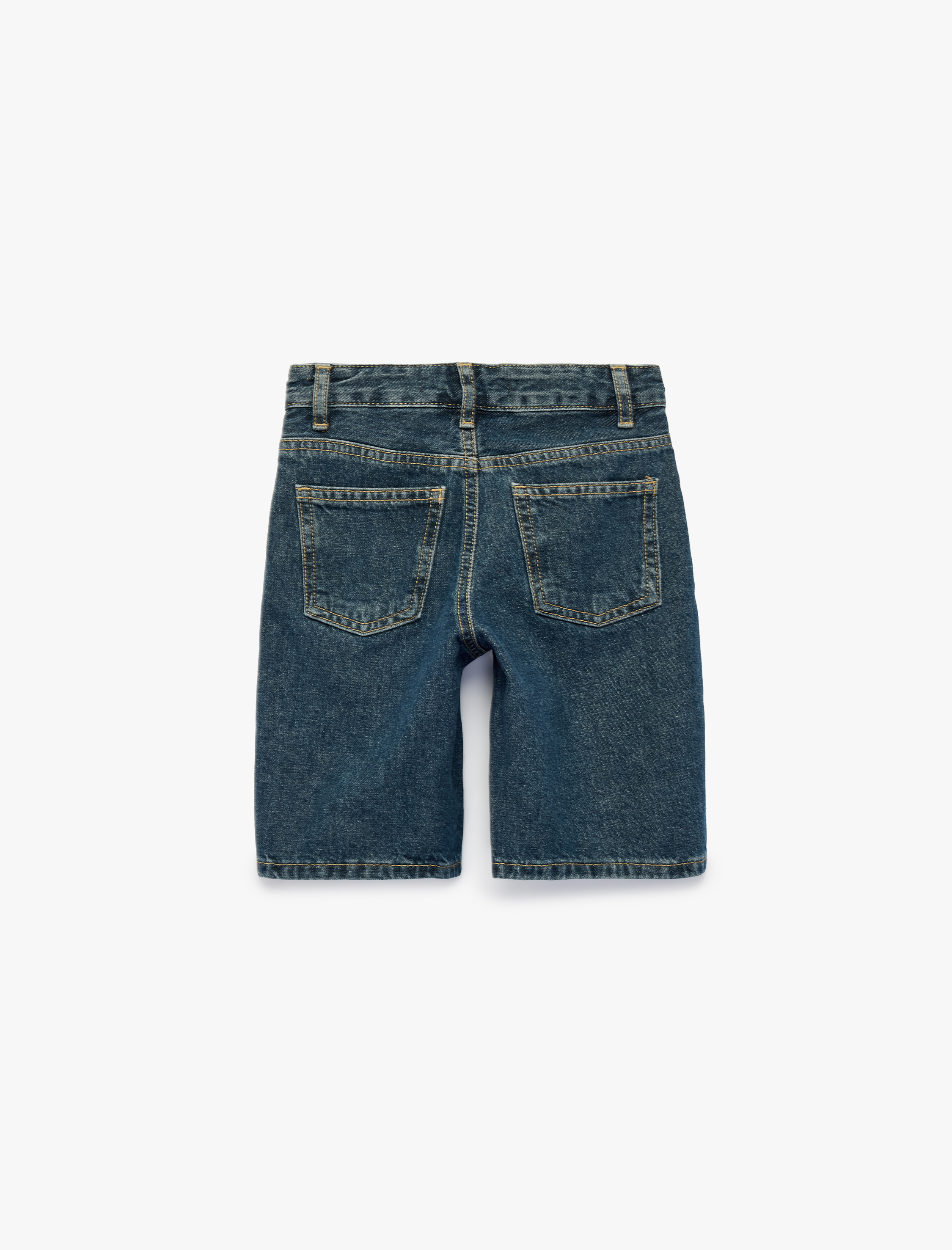  Erkek Çocuk Pile Detaylı Loose Fit Pamuklu Denim Şort