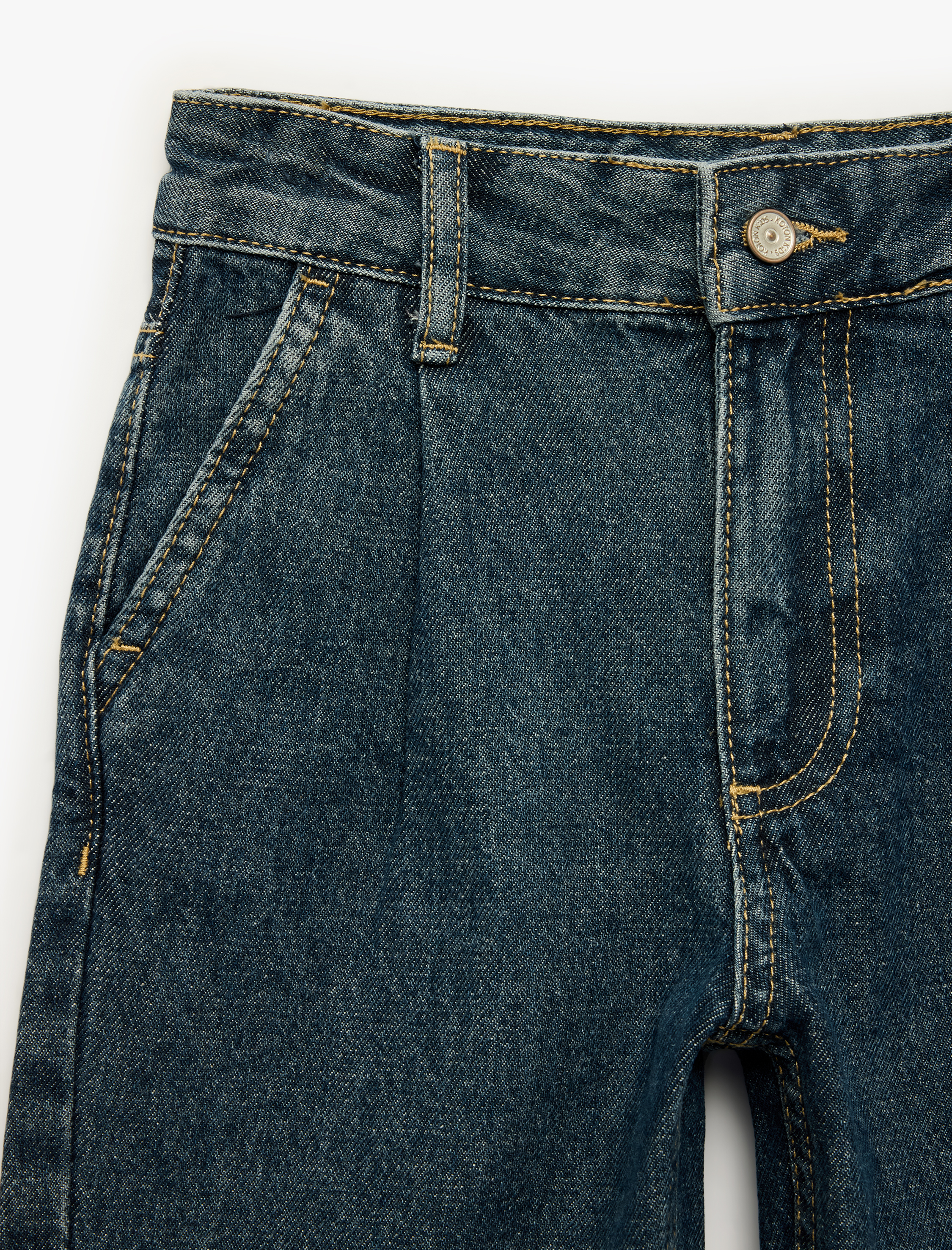 Erkek Çocuk Pile Detaylı Loose Fit Pamuklu Denim Şort