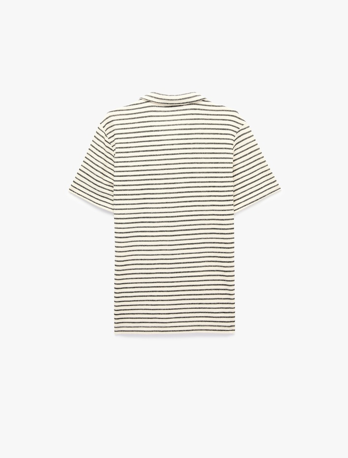  Regular Fit Kısa Kollu Çizgili Polo Yaka Tişört