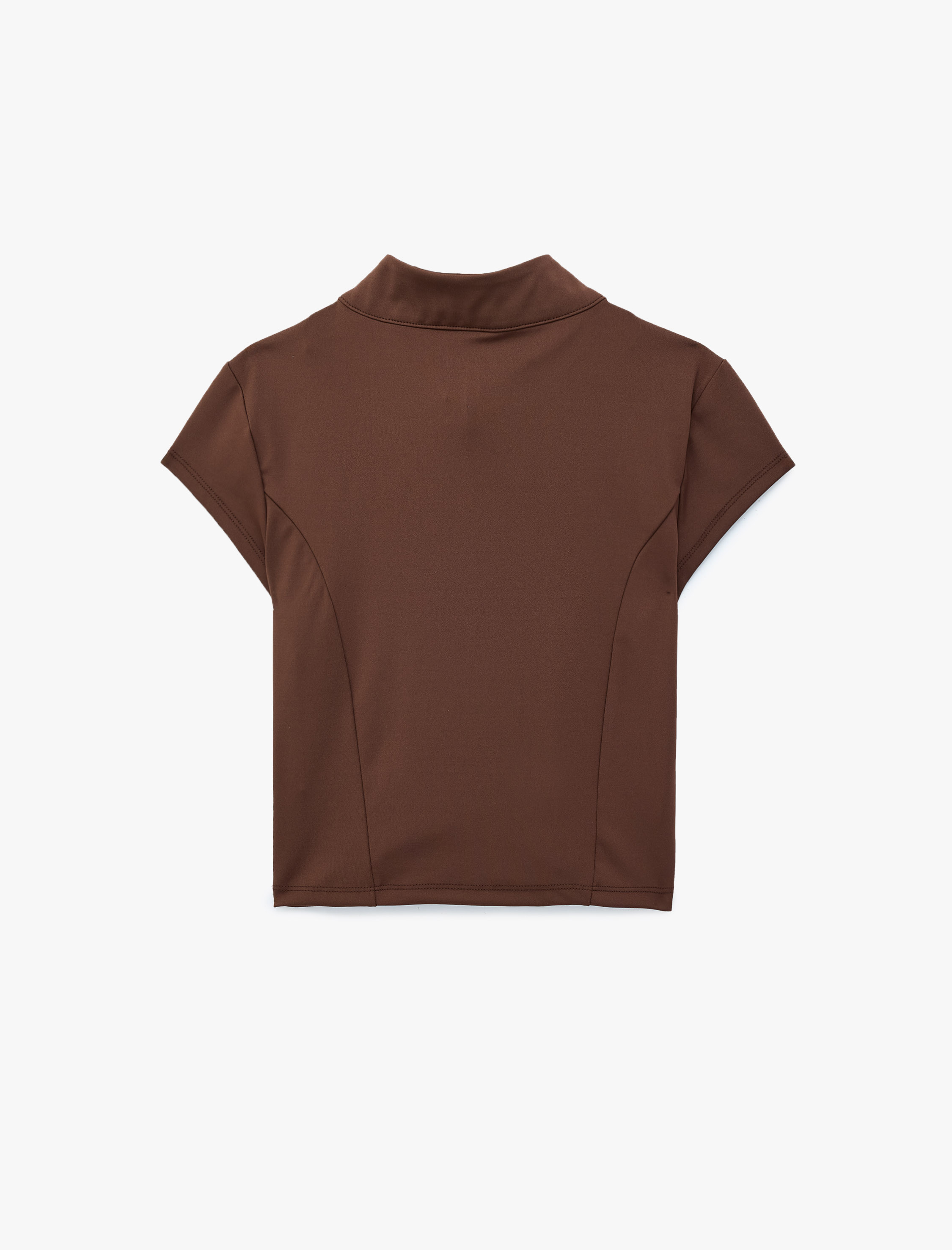   Yarım Fermuarlı Slim Fit Dik Yaka Kısa Kollu Spor Tişört