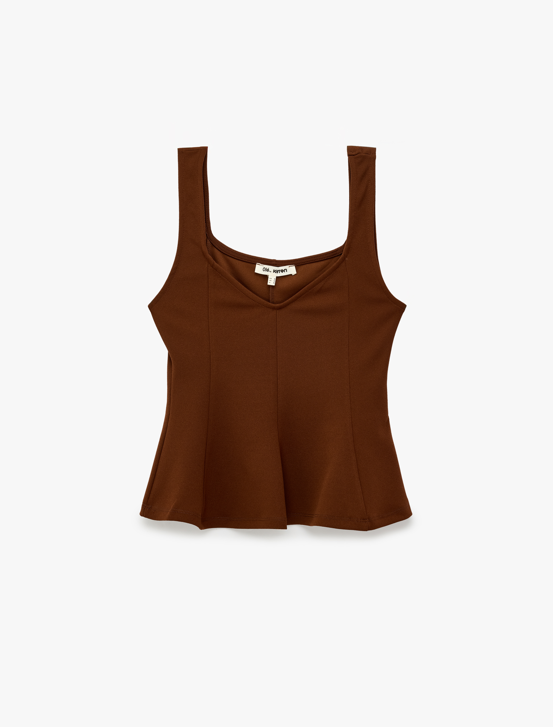   V Yaka Kolsuz Slim Fit Krep Peplum Bluz