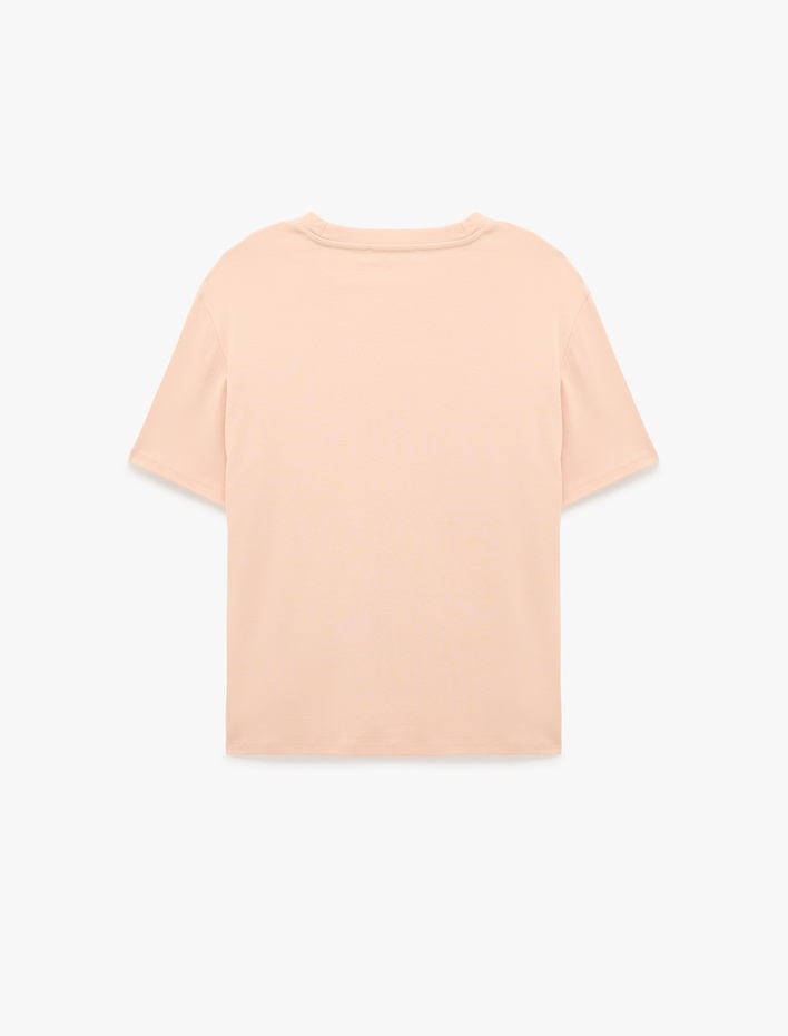  Pamuklu Bisiklet Yaka Kısa Kollu Basic Oversize Tişört