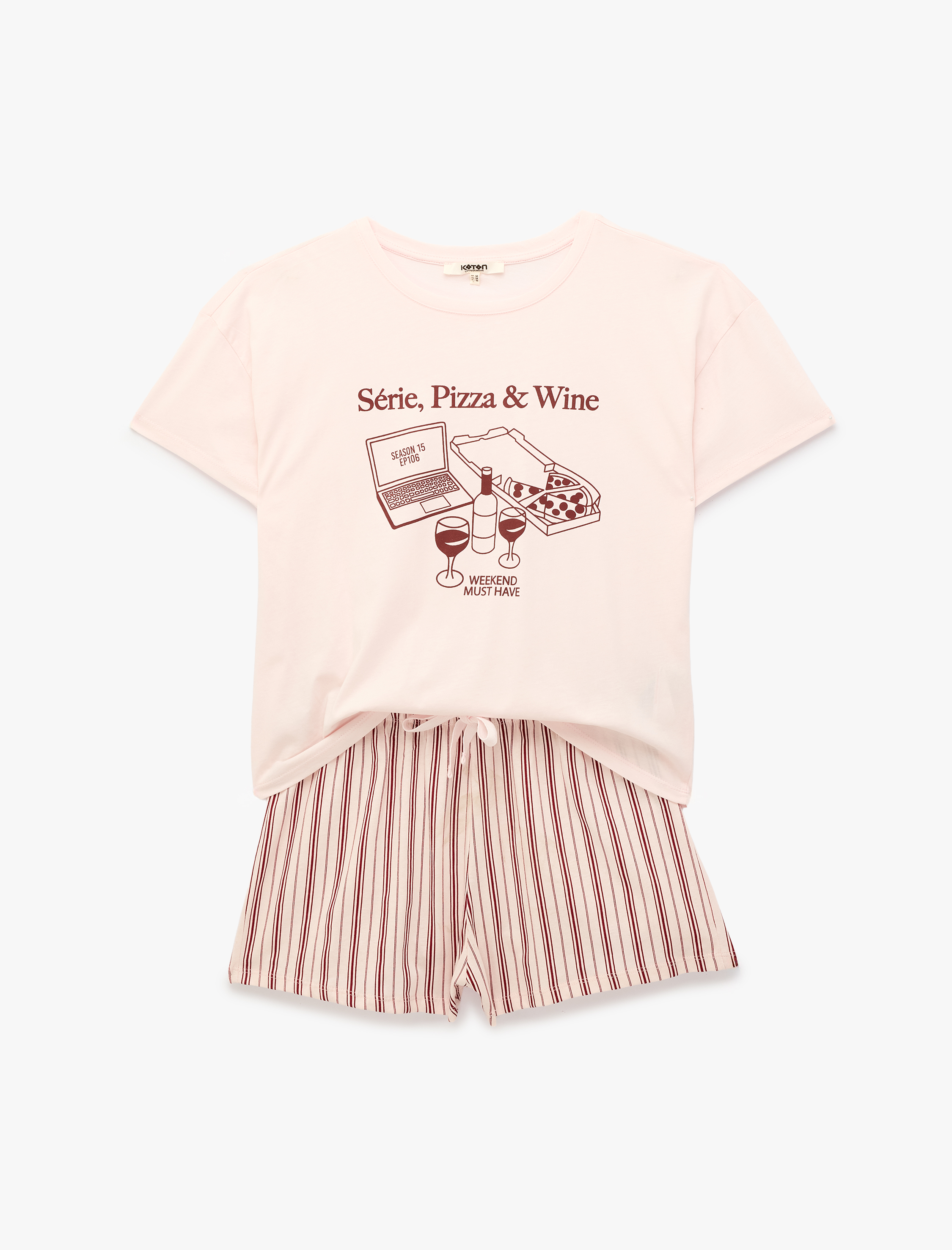  Pamuklu Baskılı Kısa Kollu Şortlu Pijama Takımı