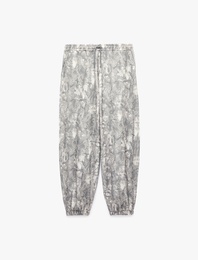 Beli Bağcıklı Cepli Soyut Baskılı Rahat Kalıp Balon Fit Jogger Eşofman Altı