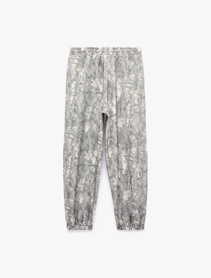  Beli Bağcıklı Cepli Soyut Baskılı Rahat Kalıp Balon Fit Jogger Eşofman Altı