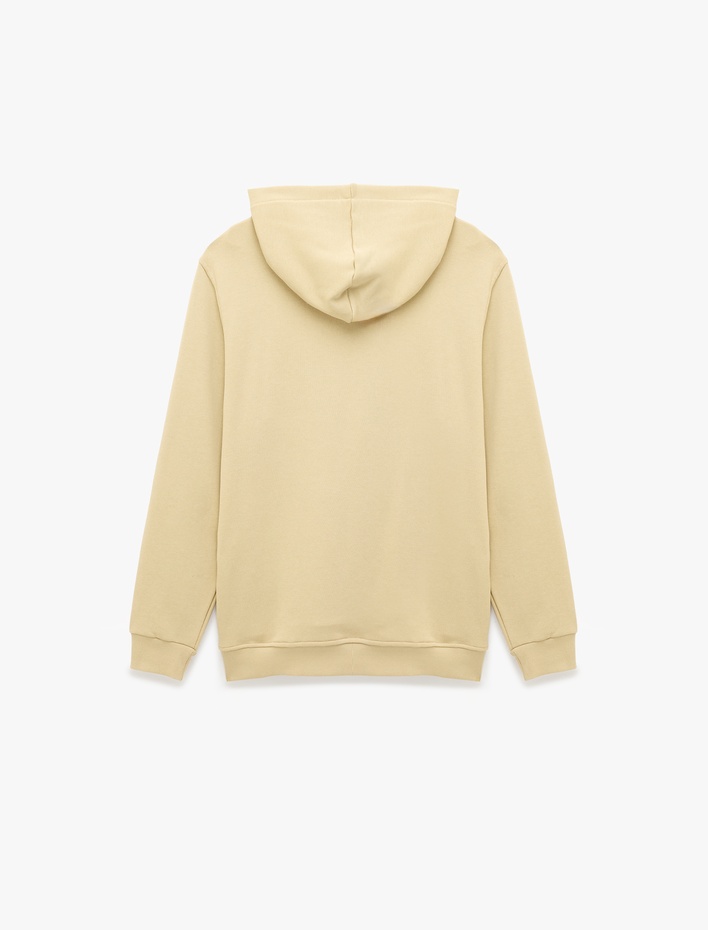  Üç İplik Uzun Kollu Baskılı Kapşonlu Sweatshirt