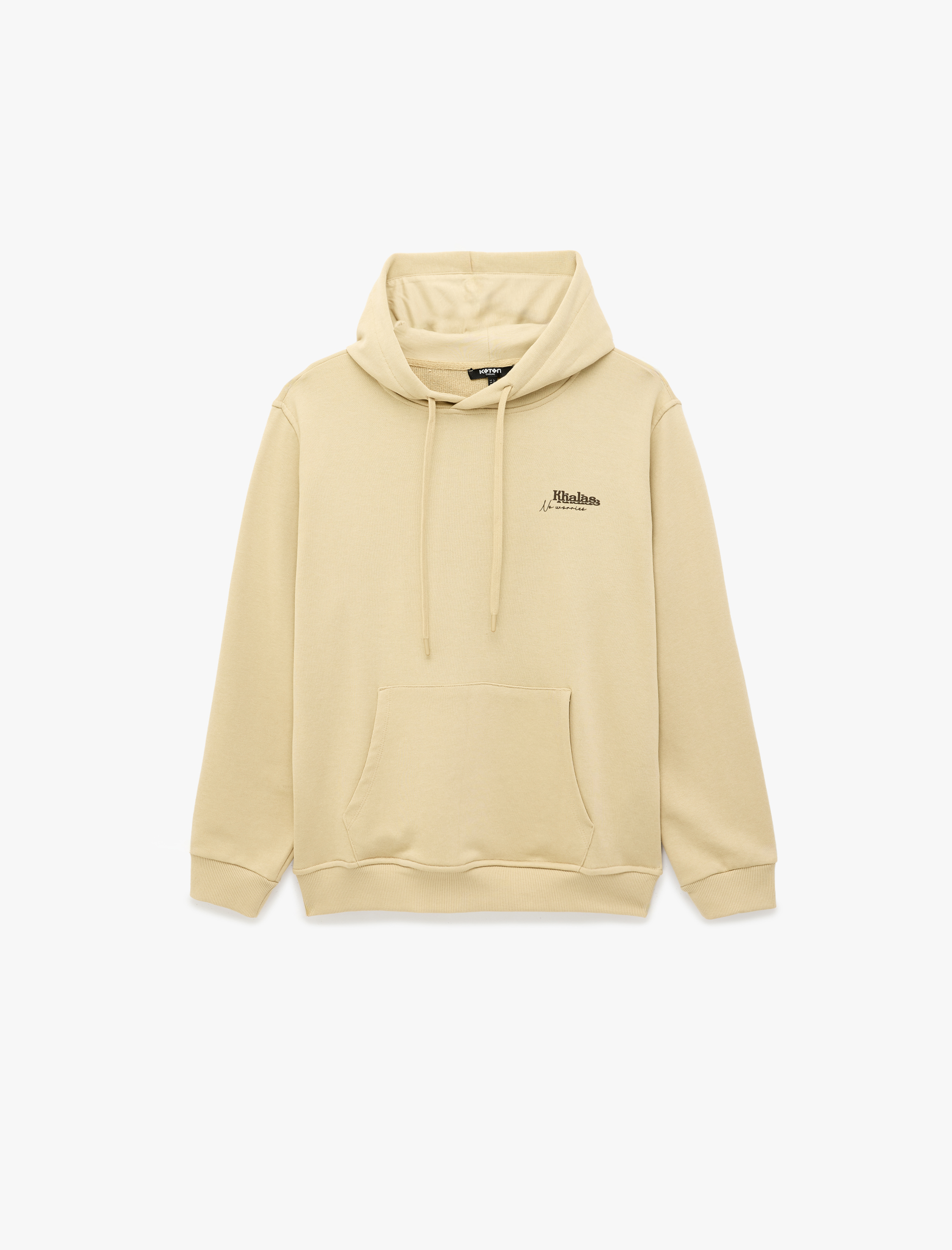   Üç İplik Uzun Kollu Baskılı Kapşonlu Sweatshirt