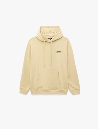 Üç İplik Uzun Kollu Baskılı Kapşonlu Sweatshirt