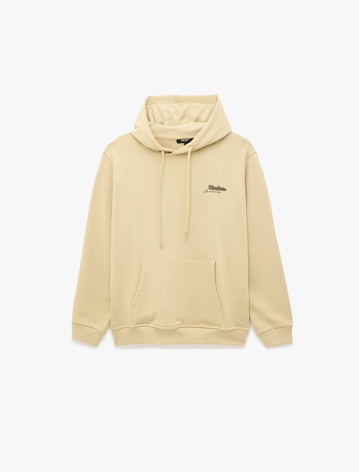  Üç İplik Uzun Kollu Baskılı Kapşonlu Sweatshirt
