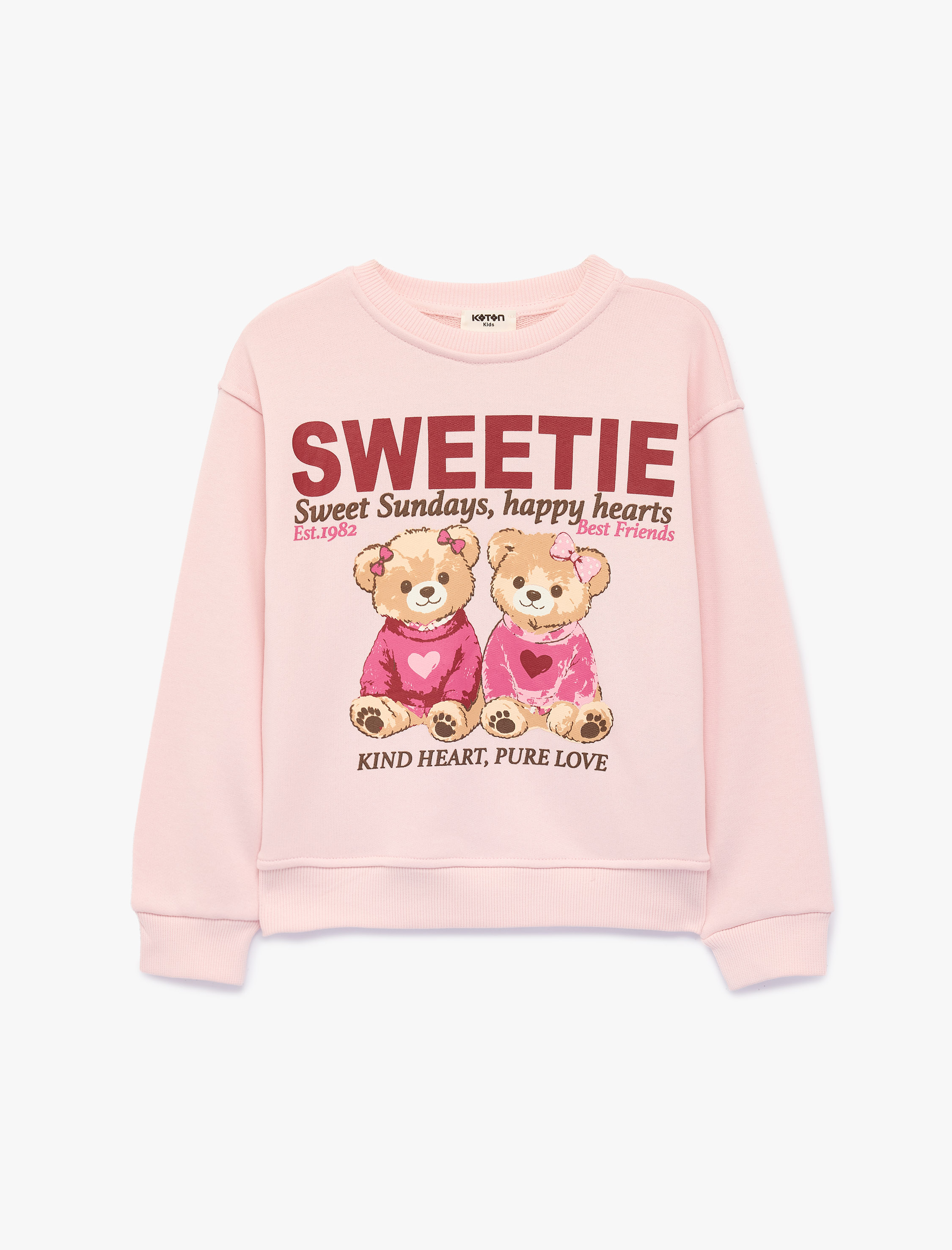  Kız Çocuk Baskılı Uzun Kollu Bisiklet Yaka Sweatshirt