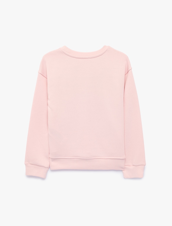 Kız Çocuk Baskılı Uzun Kollu Bisiklet Yaka Sweatshirt