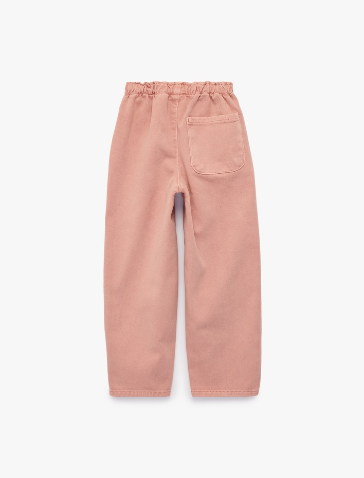 Kız Çocuk Pamuklu Beli Lastikli Loose Fit Barrel Denim Pantolon