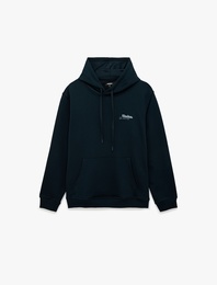 Üç İplik Uzun Kollu Baskılı Kapşonlu Sweatshirt