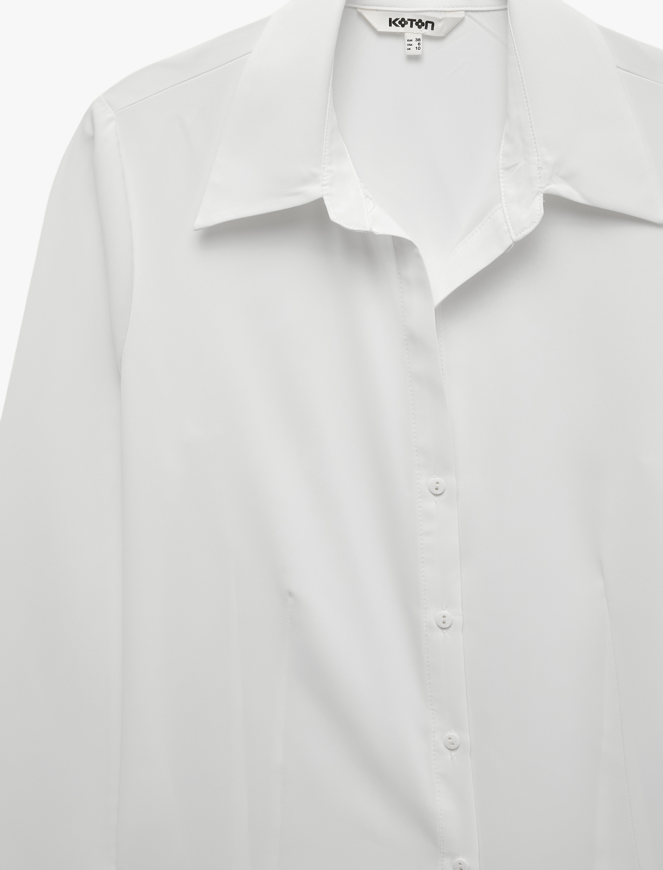   Slim Fit Kaçık Yaka Uzun Kollu Saten Gömlek
