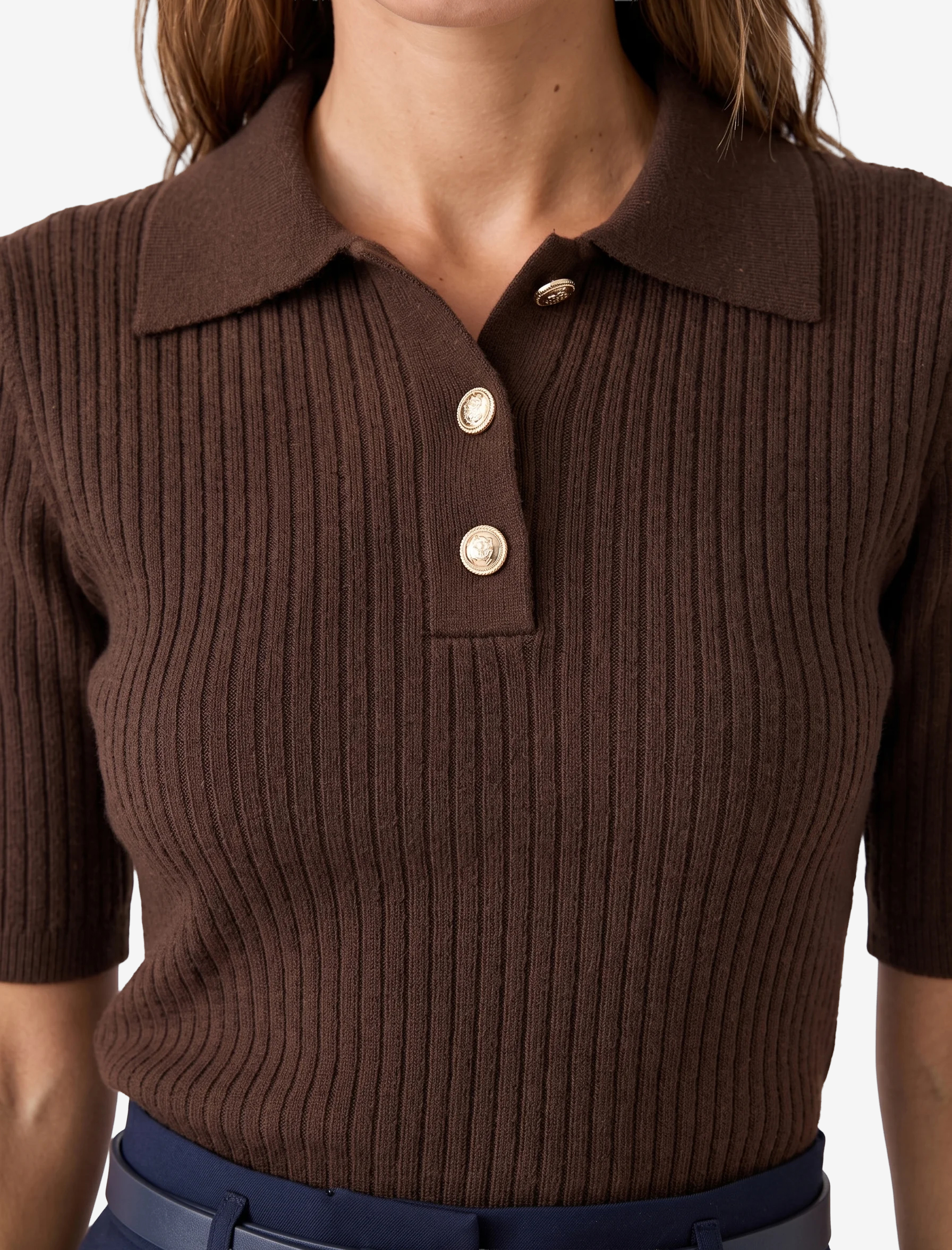   Regular Fit Kısa Kollu Polo Yaka Triko Kazak
