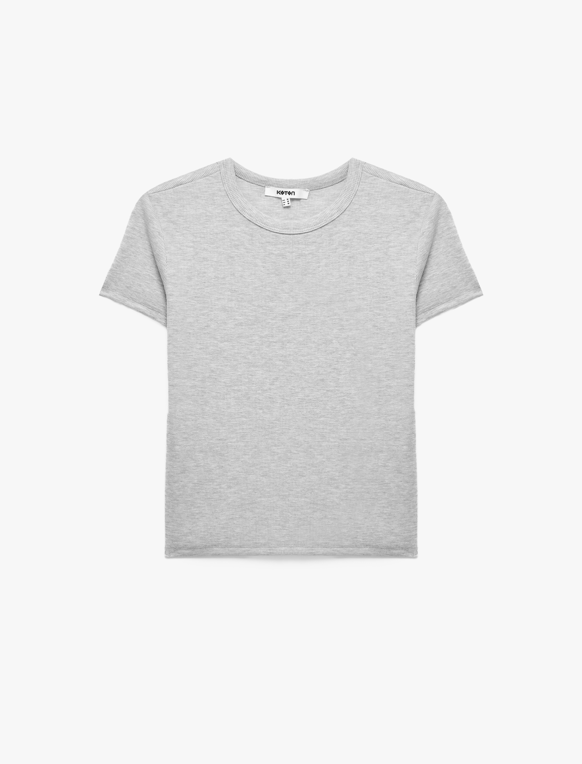   Slim Fit Kısa Kollu Bisiklet Yaka Pamuklu Fitilli Basic Tişört