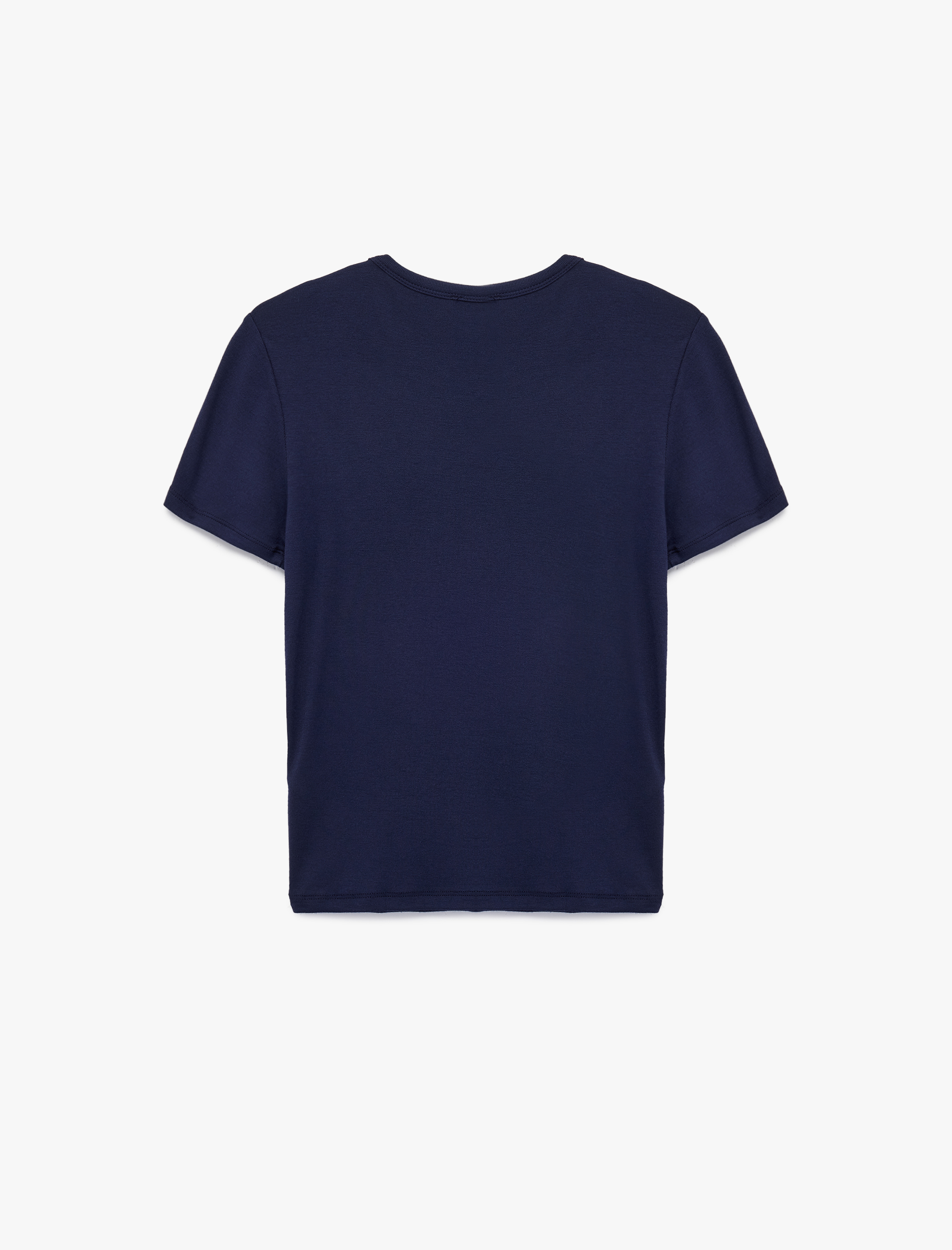   Viskon Kumaş Ribanalı Slim Fit Kısa Kollu Bisiklet Yaka Basic Tişört