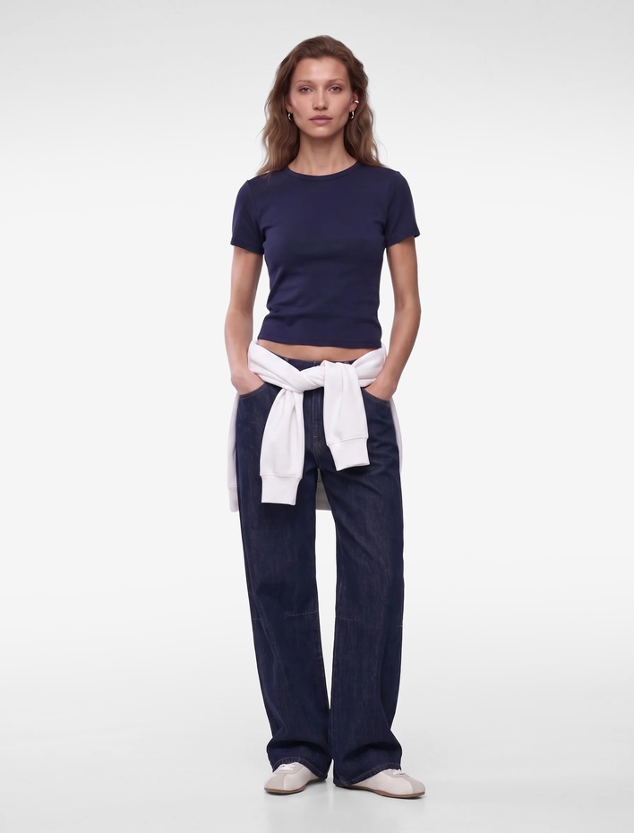  Viskon Kumaş Ribanalı Slim Fit Kısa Kollu Bisiklet Yaka Basic Tişört