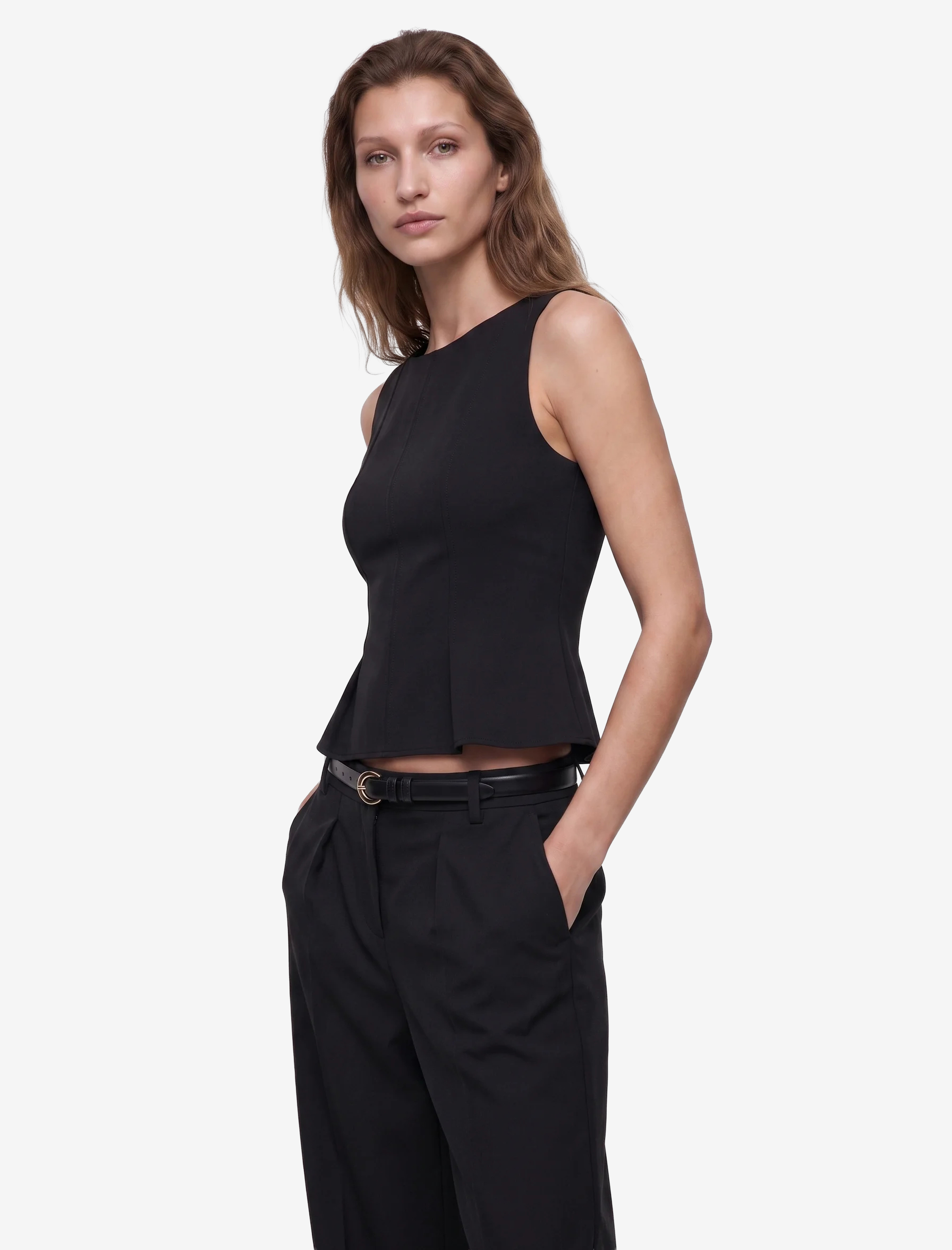   Bisiklet Yaka Slim Fit Peplum Bluz