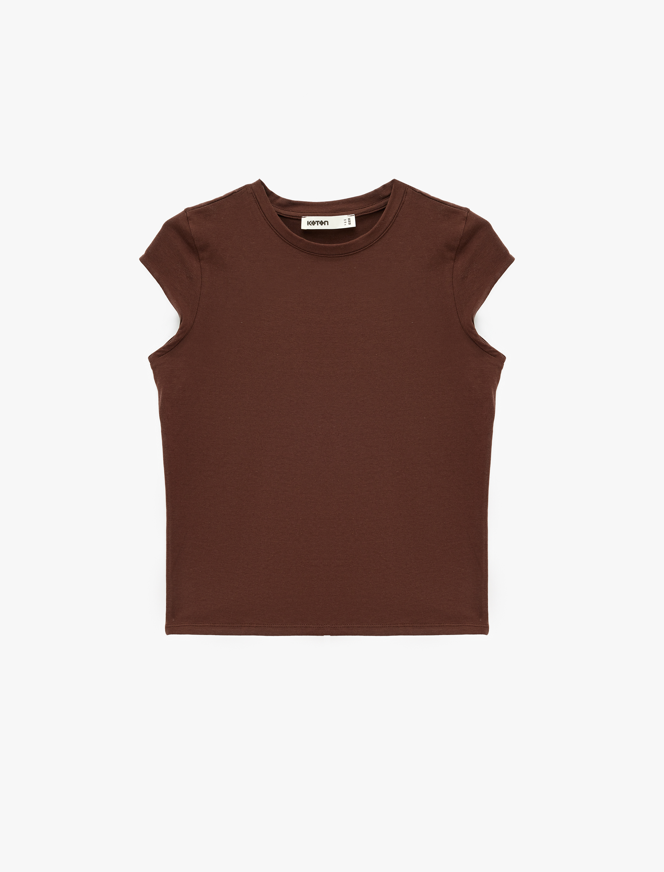   Pamuklu Regular Fit Kap Kollu Bisiklet Yaka Basic Tişört