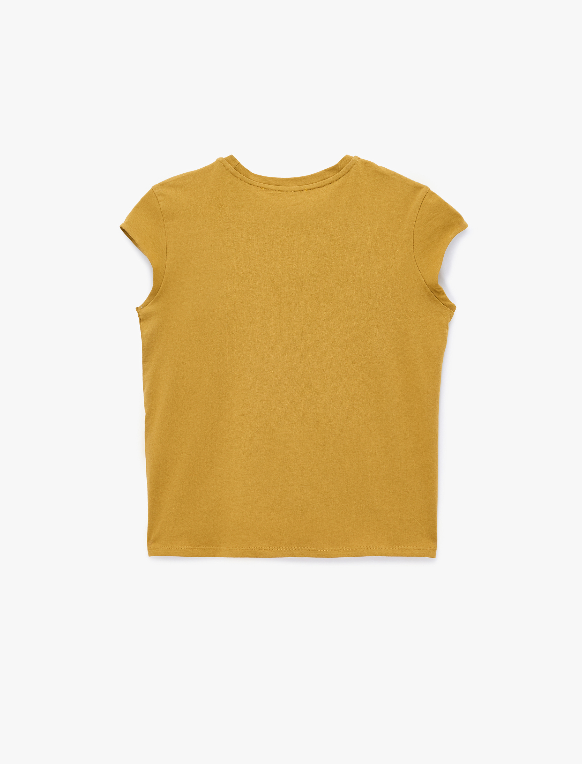   Pamuklu Regular Fit Kap Kollu Bisiklet Yaka Basic Tişört
