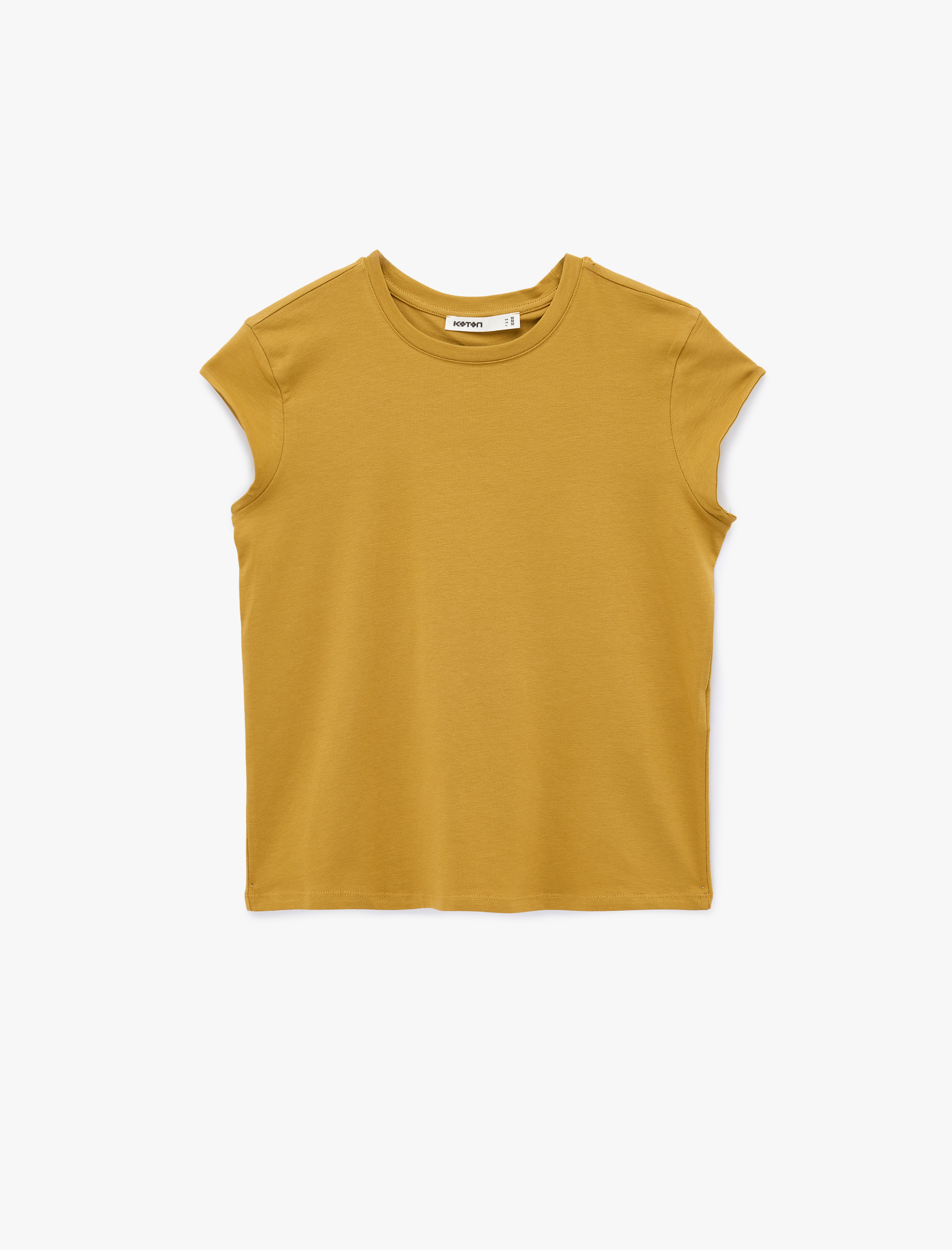   Pamuklu Regular Fit Kap Kollu Bisiklet Yaka Basic Tişört