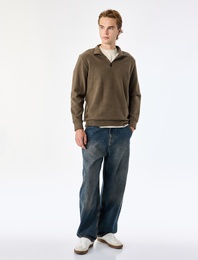Regular Fit Uzun Kollu Yarım Fermuarlı Sweatshirt
