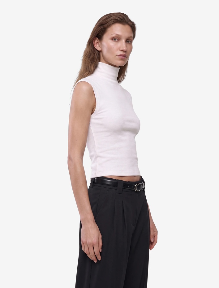  Pamuklu Slim Fit Kolsuz Dik Yaka Bluz