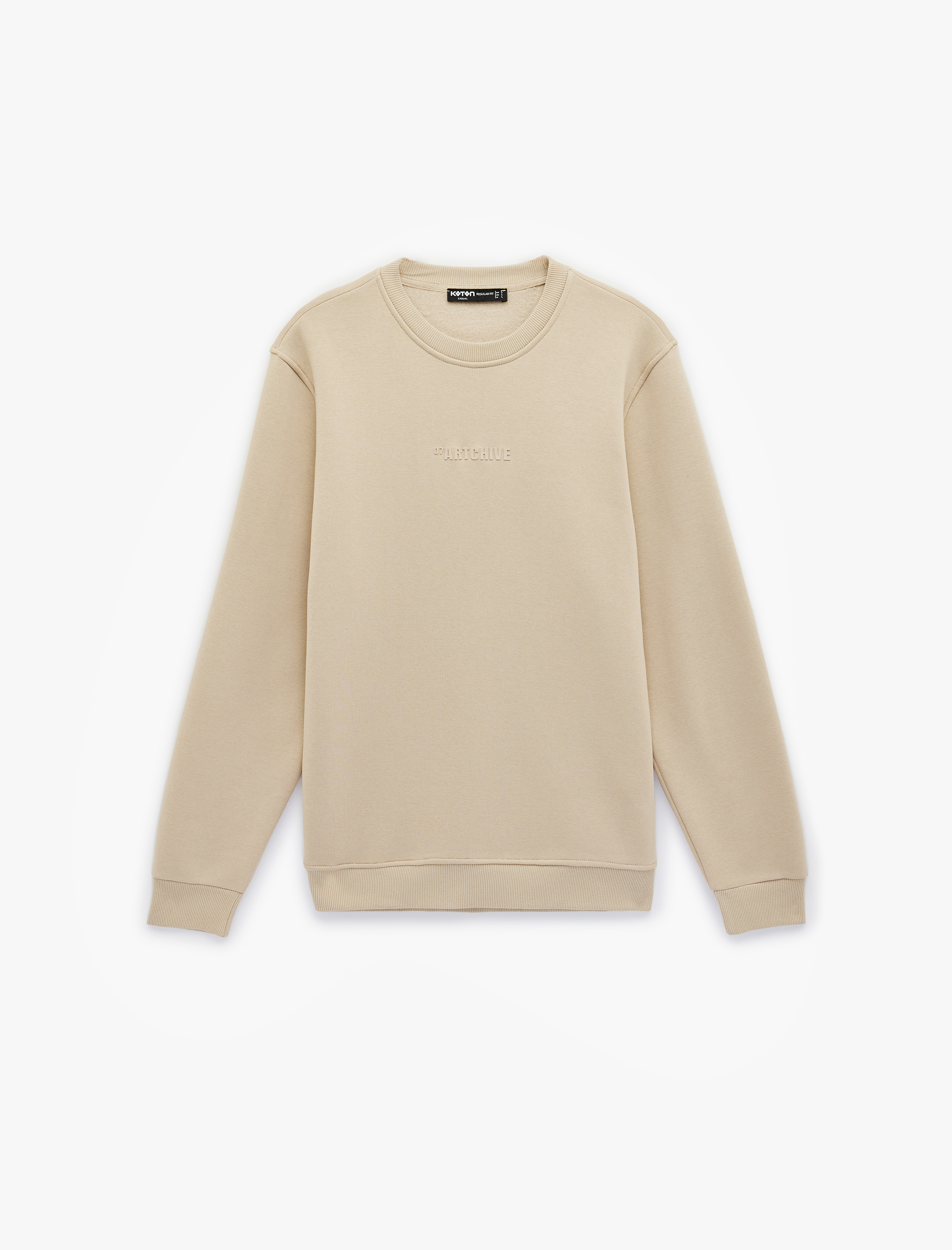   Şardonlu Regular Fit Bisiklet Yaka Uzun Kollu Baskı Detaylı Sweatshirt