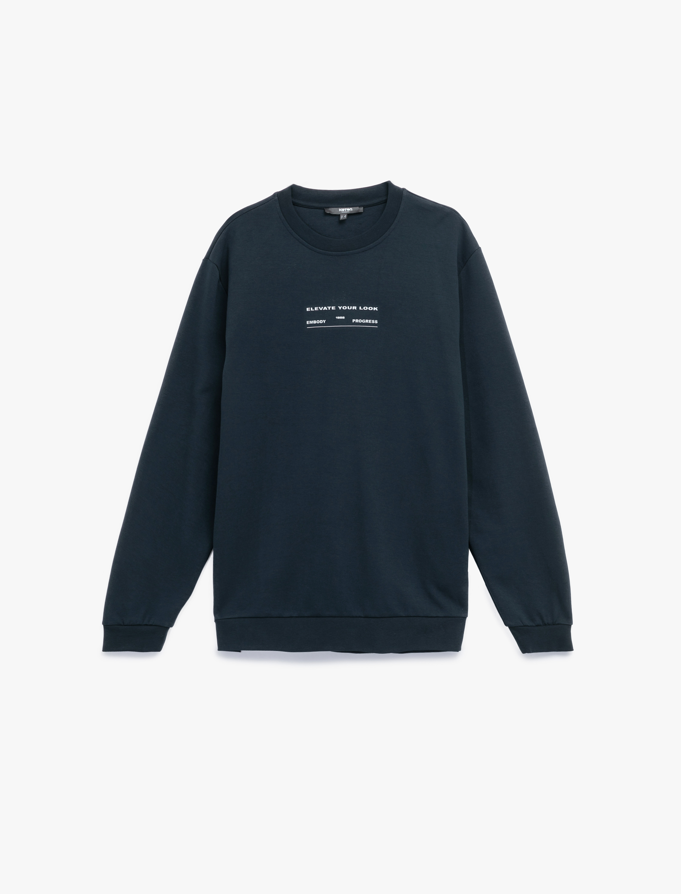   Bisiklet Yaka Pamuklu Uzun Kollu Baskılı Sweatshirt