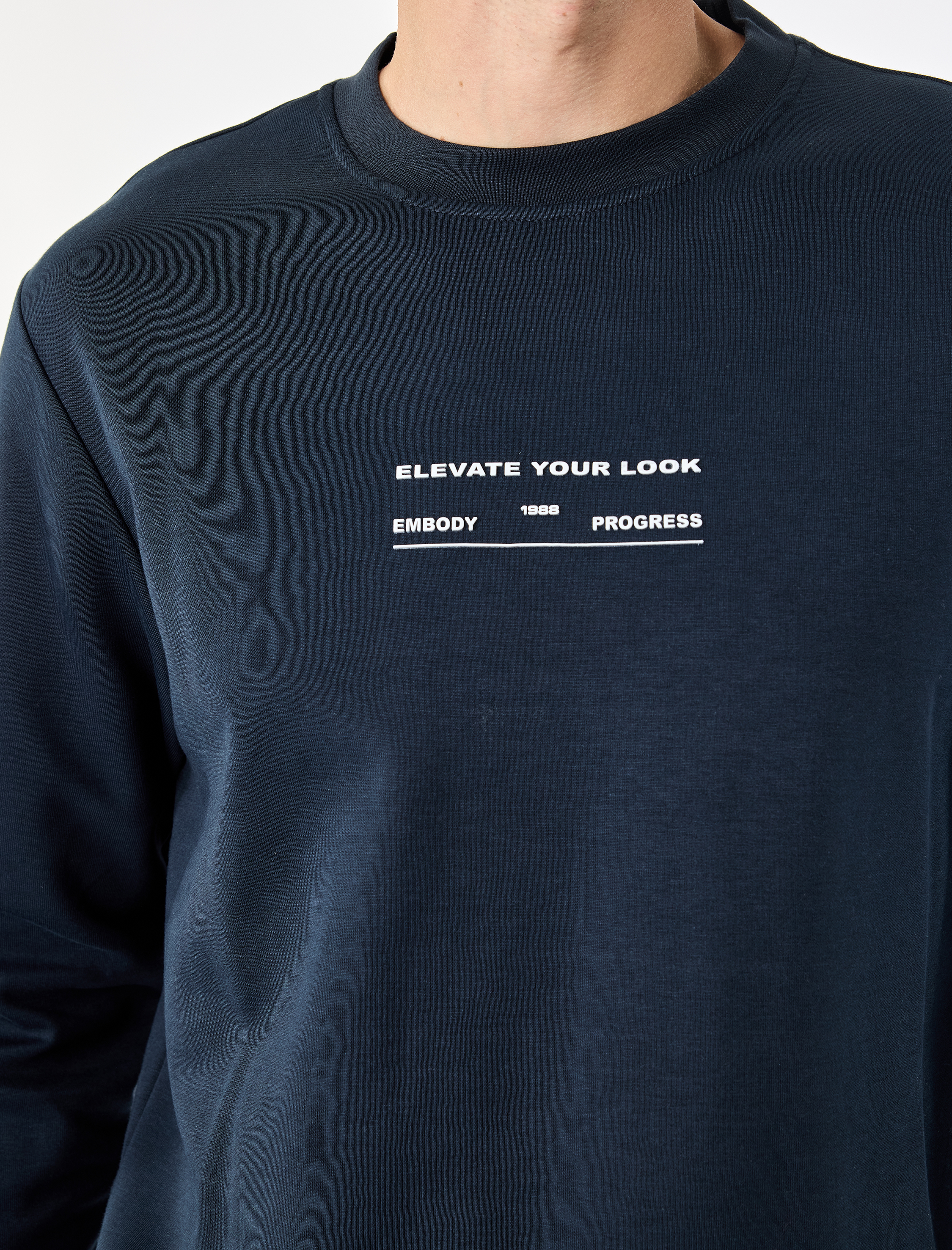   Bisiklet Yaka Pamuklu Uzun Kollu Baskılı Sweatshirt