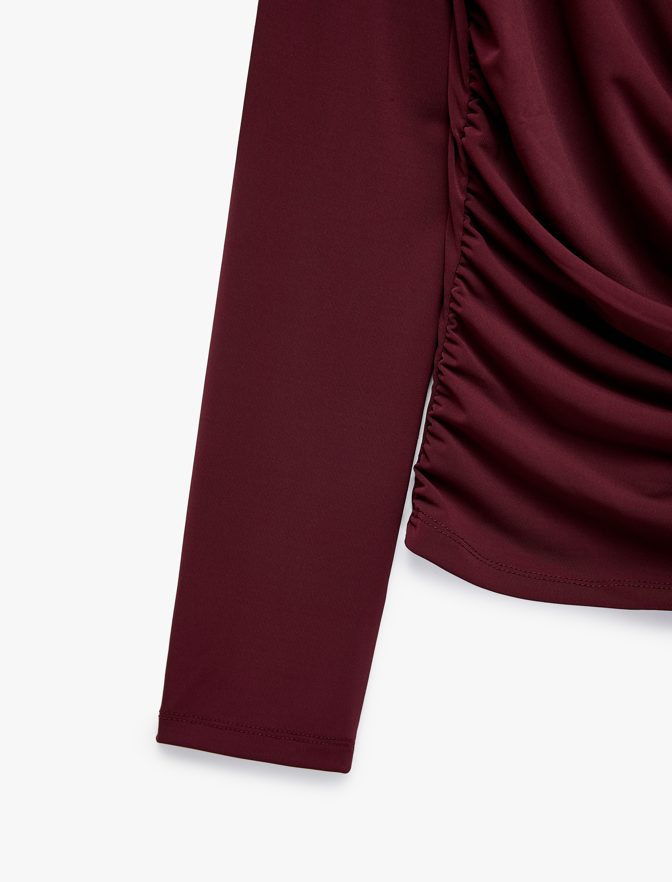   Slim Fit Uzun Kollu Şal Detaylı Drapeli Degaje Yaka Bluz