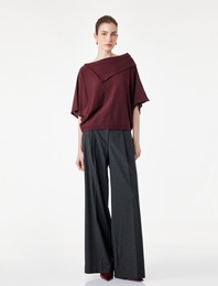 Viskon Devrik Yaka 3/4 Kol Triko Oversize Kazak