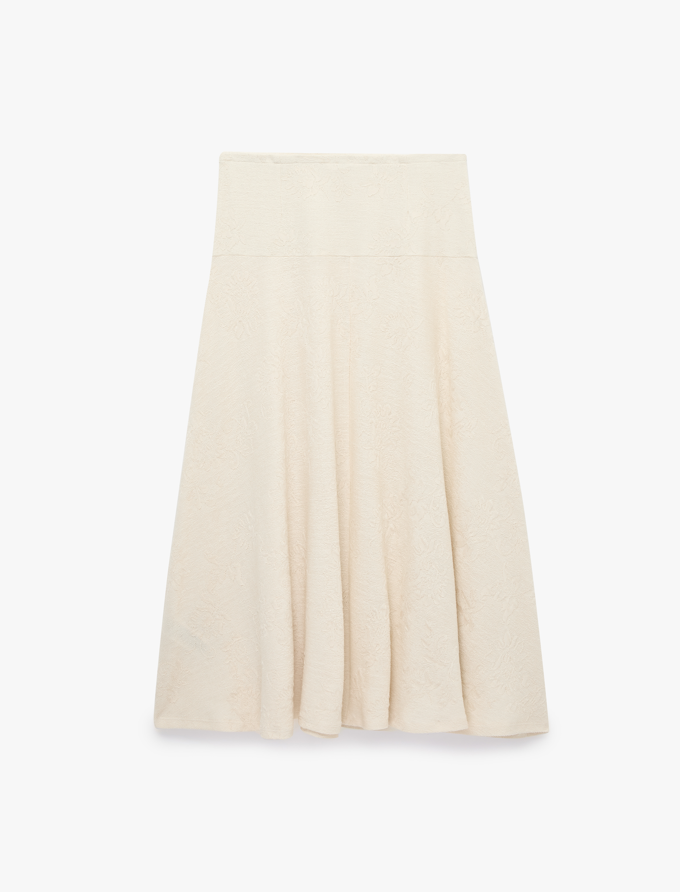   Pileli Floral Dokulu Midi Kloş Midi Etek