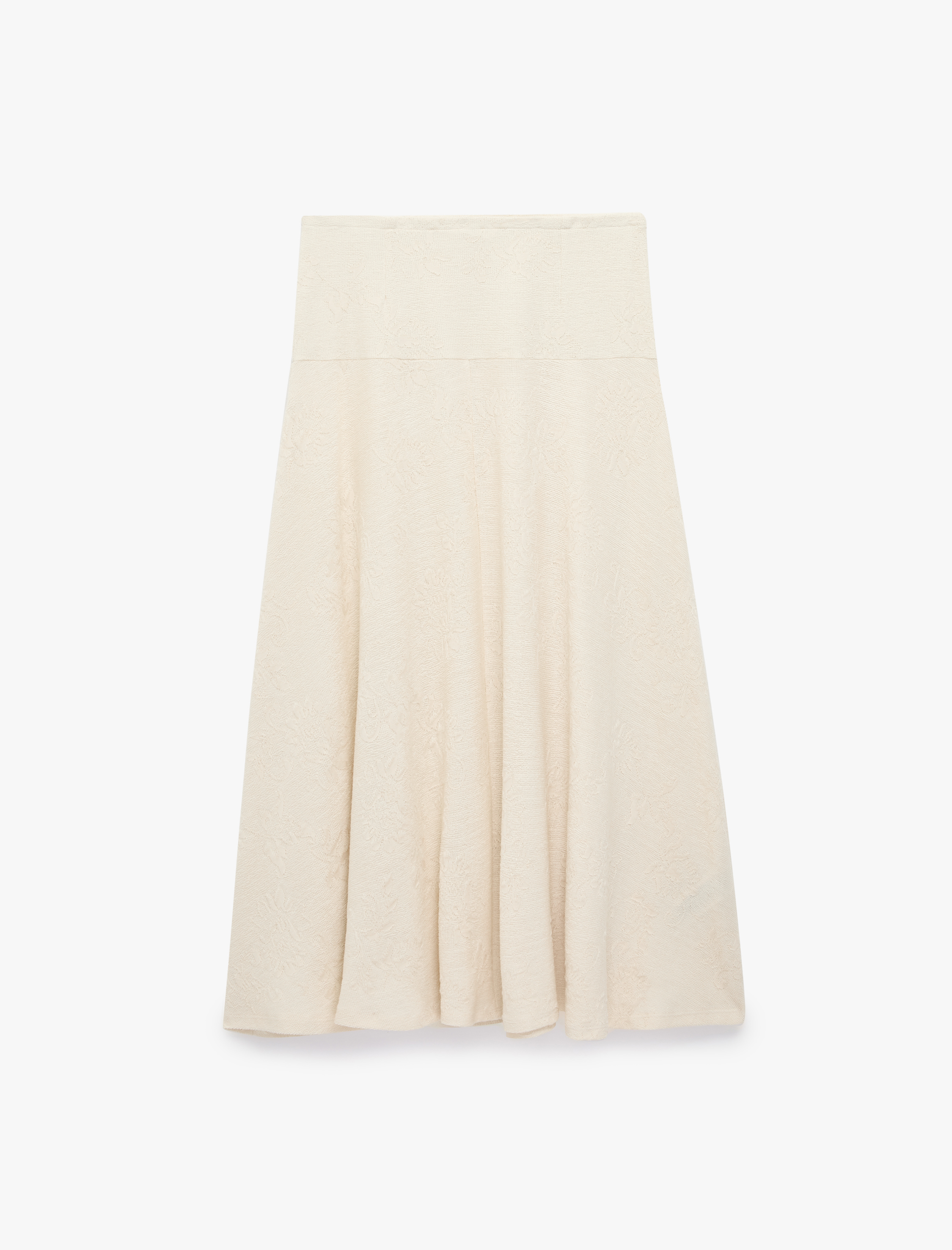   Pileli Floral Dokulu Midi Kloş Midi Etek