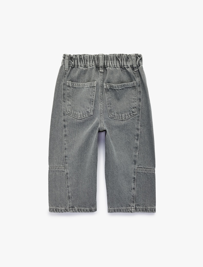 Erkek Bebek Pamuklu Normal Bel Oversize Barrel Denim Pantolon